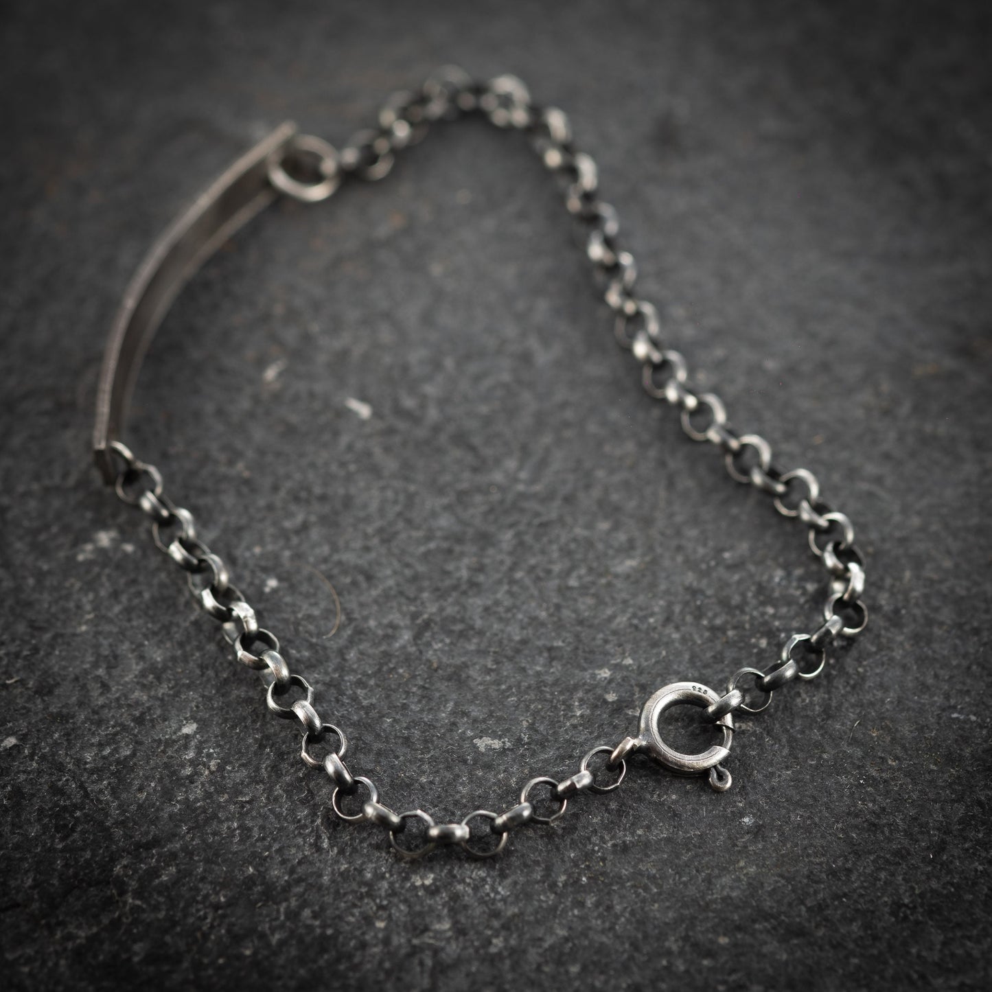 Rustic Silver Bar Bracelet for men, Handmade sterling silver jewelry, Boho mens bracelet, oxidized silver bracelet