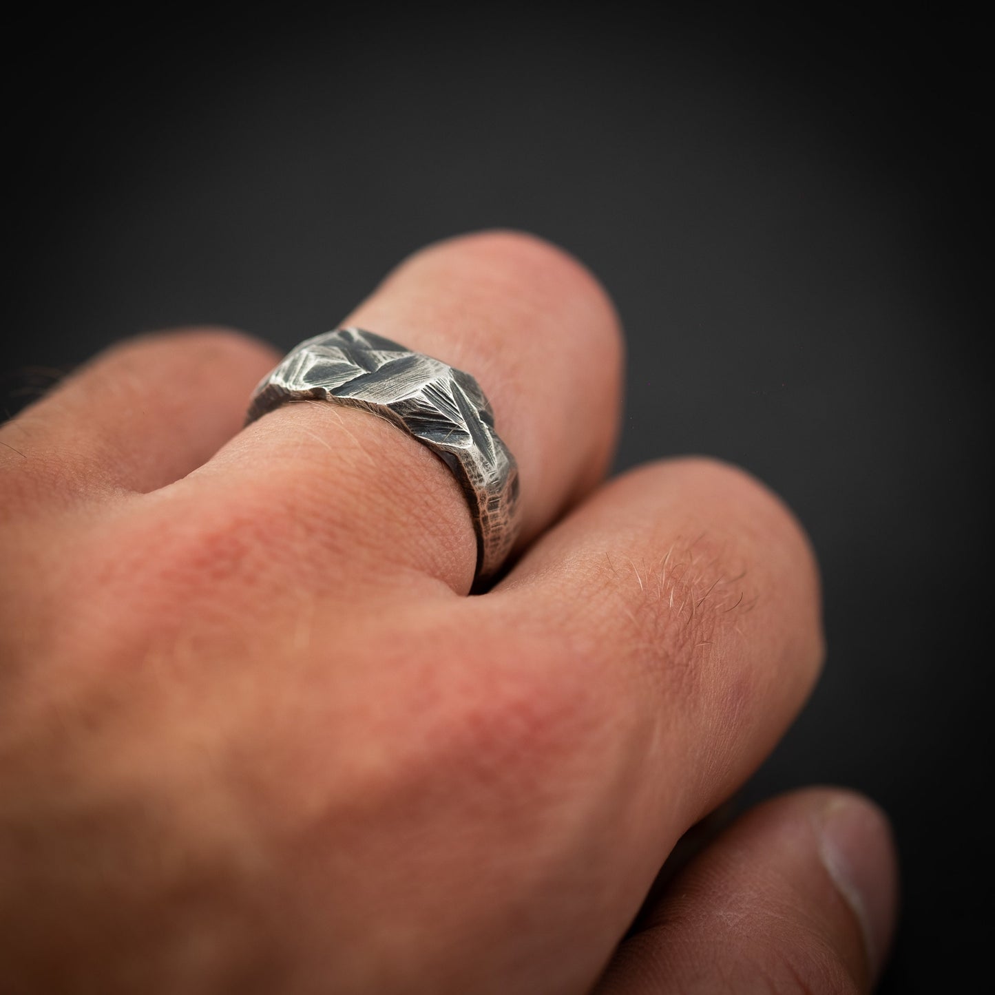 Rustic Silver mens ring, Unique gift for men, Raw brutalist ring, husband anniversary gift, handmade silver jewelry for men