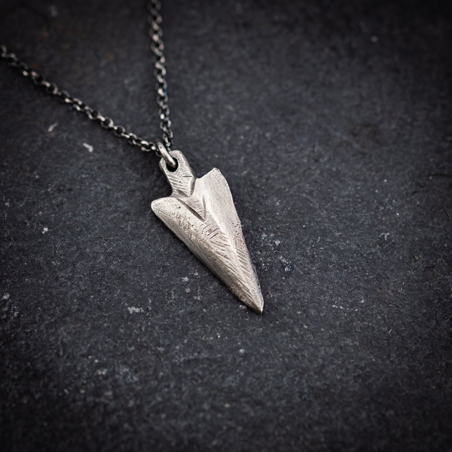 Silver Mens Arrow Head pendant necklace, Rustic Viking handmade Oxidized jewelry, mens necklace, norse jewelry