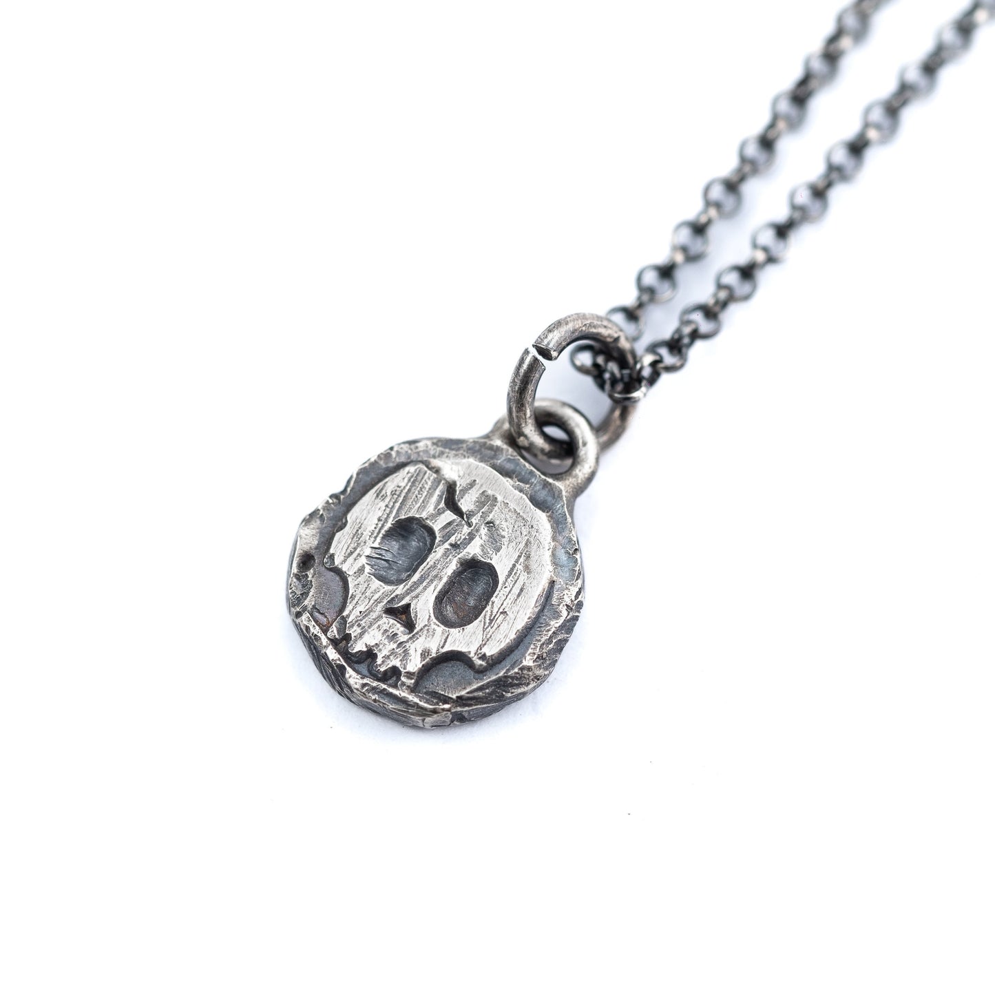 Rustic mens Silver Skull necklace, Memento Mori Oxidized Handmade jewelry, Boyfriend gift, Unique Gift for him, Mens gift, Husbant gift