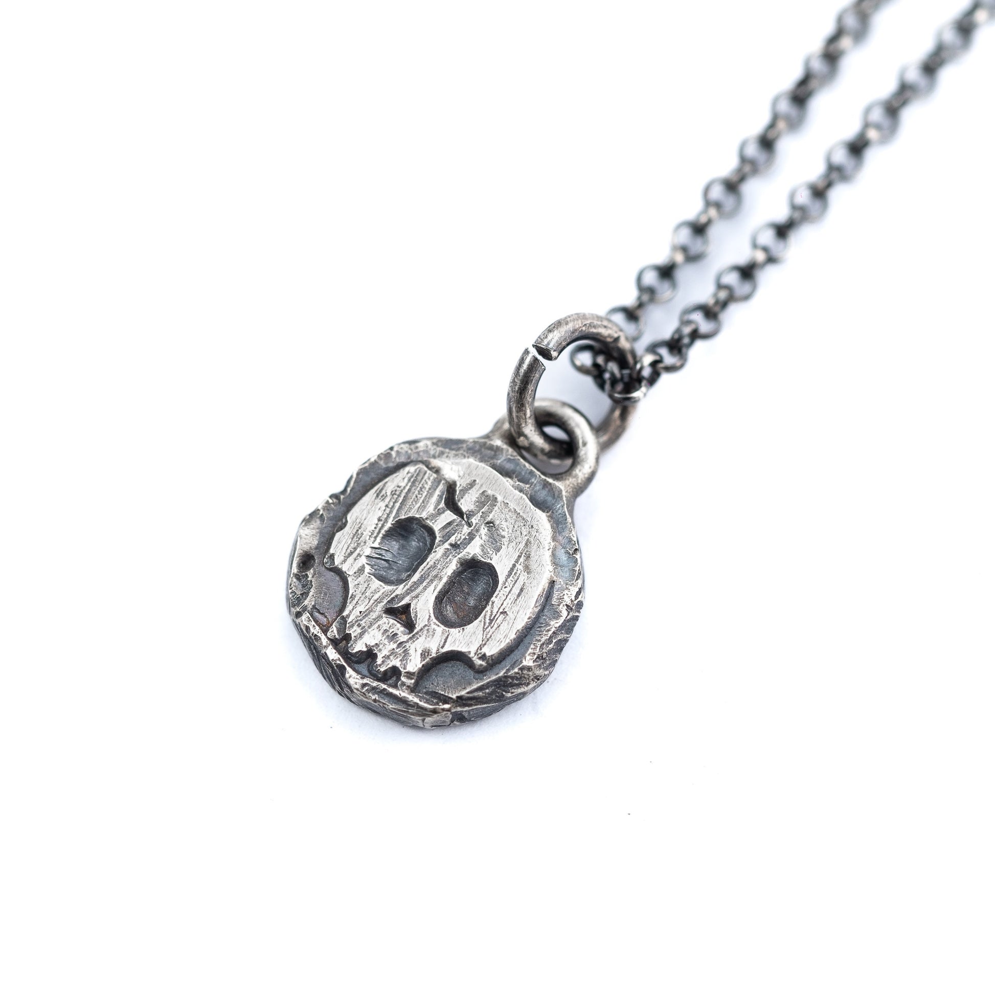 Rustic mens Silver Skull necklace, Memento Mori Oxidized Handmade jewelry, Boyfriend gift, Unique Gift for him, Mens gift, Husbant gift
