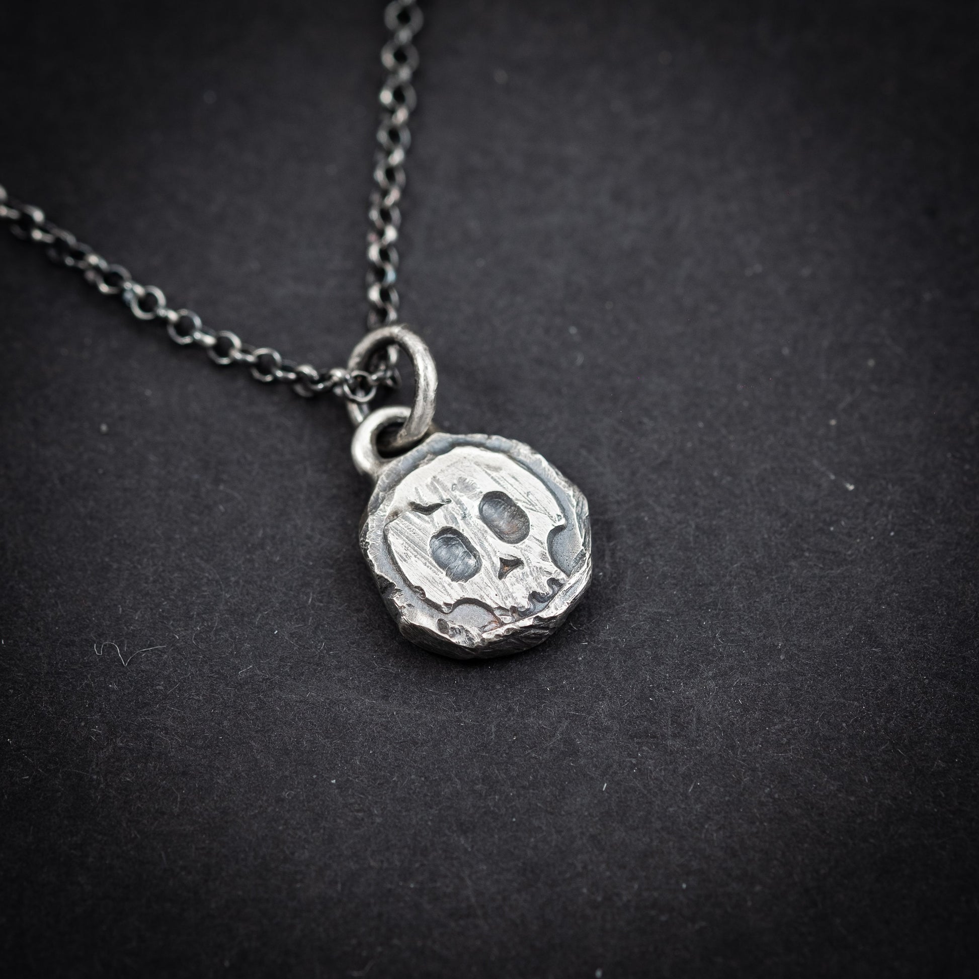 Rustic mens Silver Skull necklace, Memento Mori Oxidized Handmade jewelry, Boyfriend gift, Unique Gift for him, Mens gift, Husbant gift