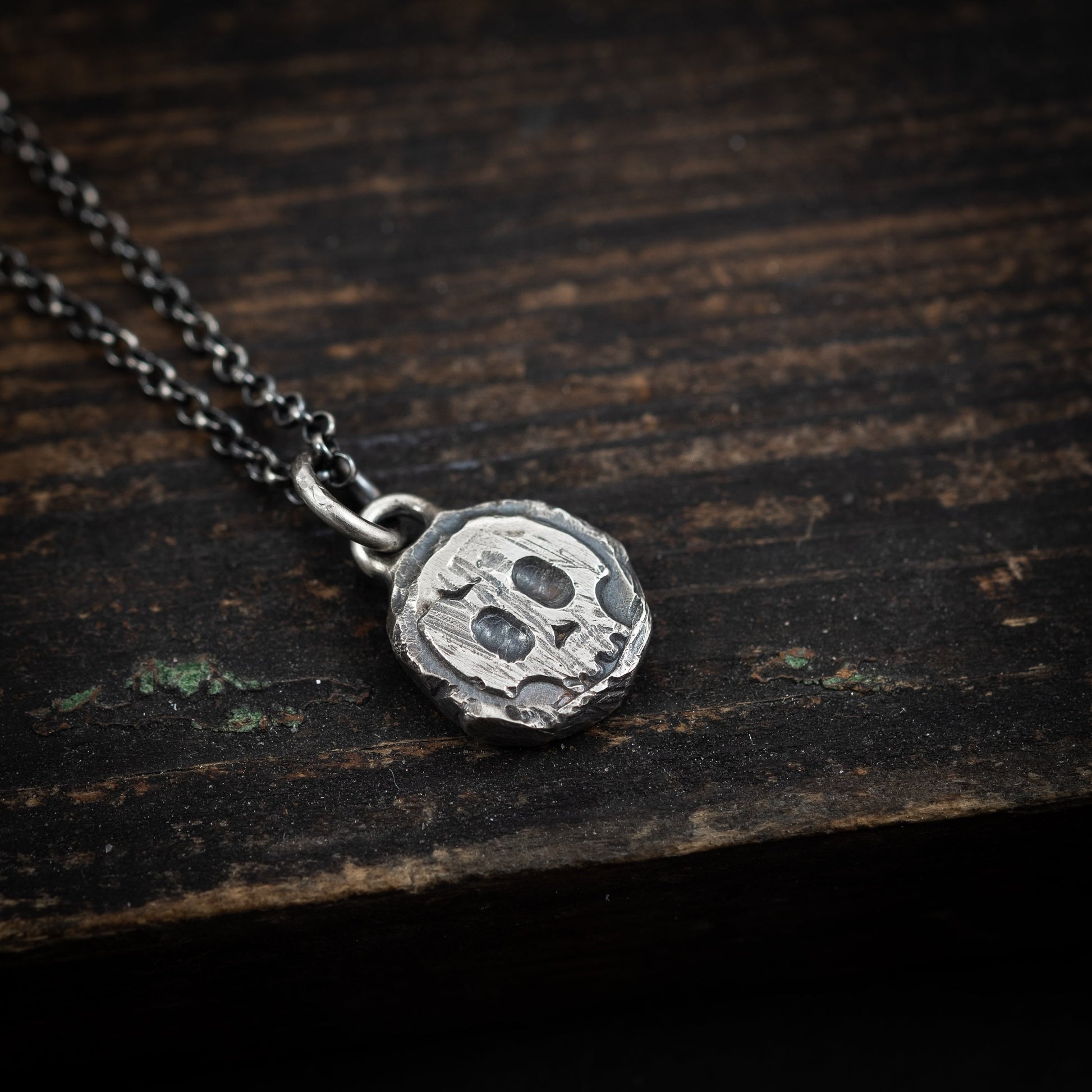 Rustic mens Silver Skull necklace, Memento Mori Oxidized Handmade jewelry, Boyfriend gift, Unique Gift for him, Mens gift, Husbant gift