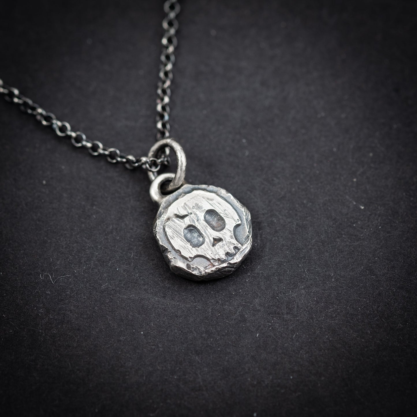 Rustic mens Silver Skull necklace, Memento Mori Oxidized Handmade jewelry, Boyfriend gift, Unique Gift for him, Mens gift, Husbant gift