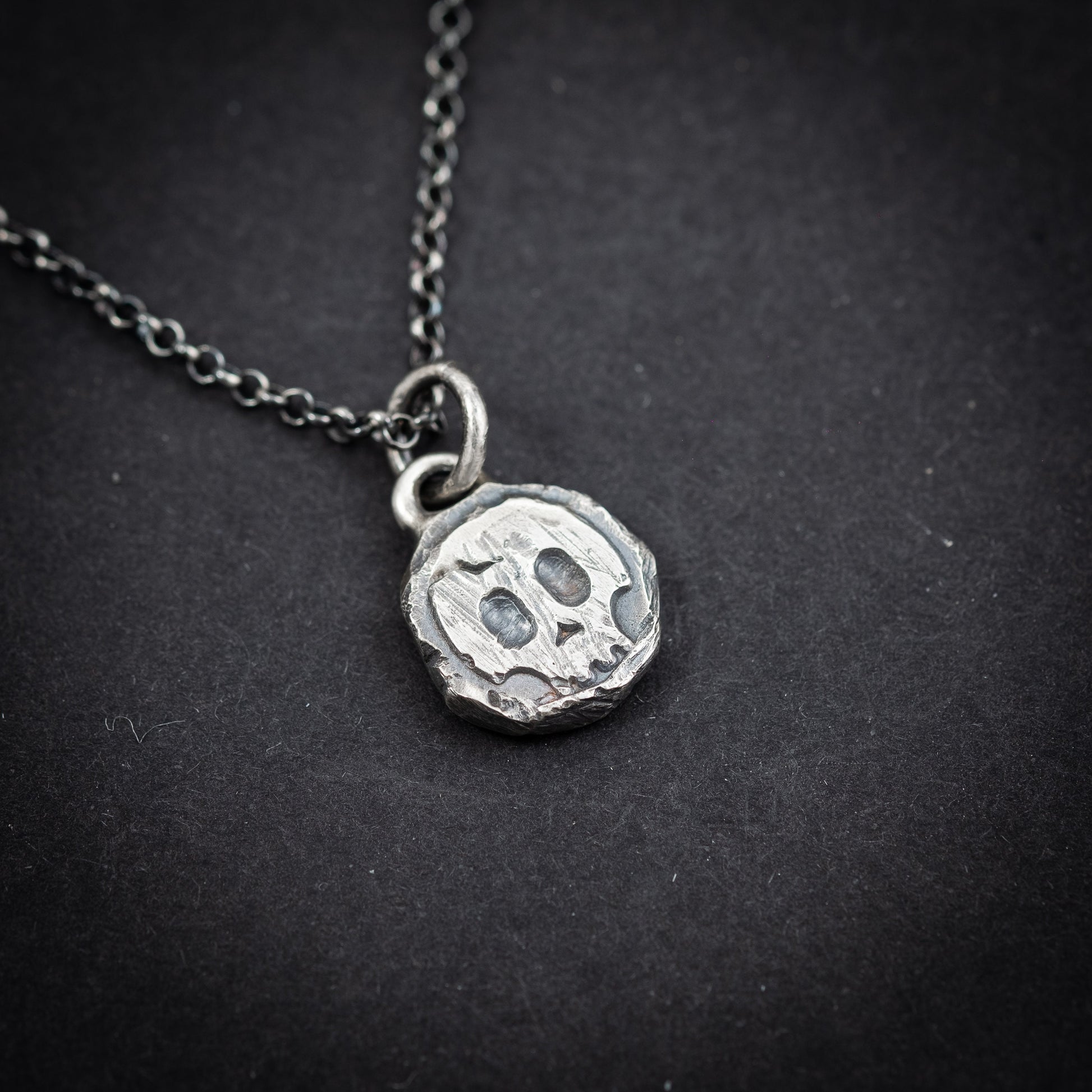 Rustic mens Silver Skull necklace, Memento Mori Oxidized Handmade jewelry, Boyfriend gift, Unique Gift for him, Mens gift, Husbant gift