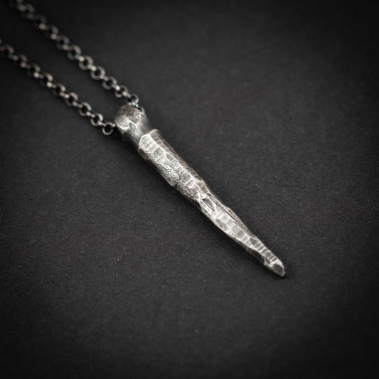 Handmade Gothic Silver Necklace for Men, Dark Alternative Jewelry, Unique Oxidized Pendant Gift