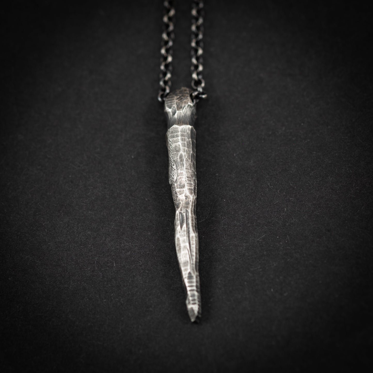 Handmade Gothic Silver Necklace for Men, Dark Alternative Jewelry, Unique Oxidized Pendant Gift