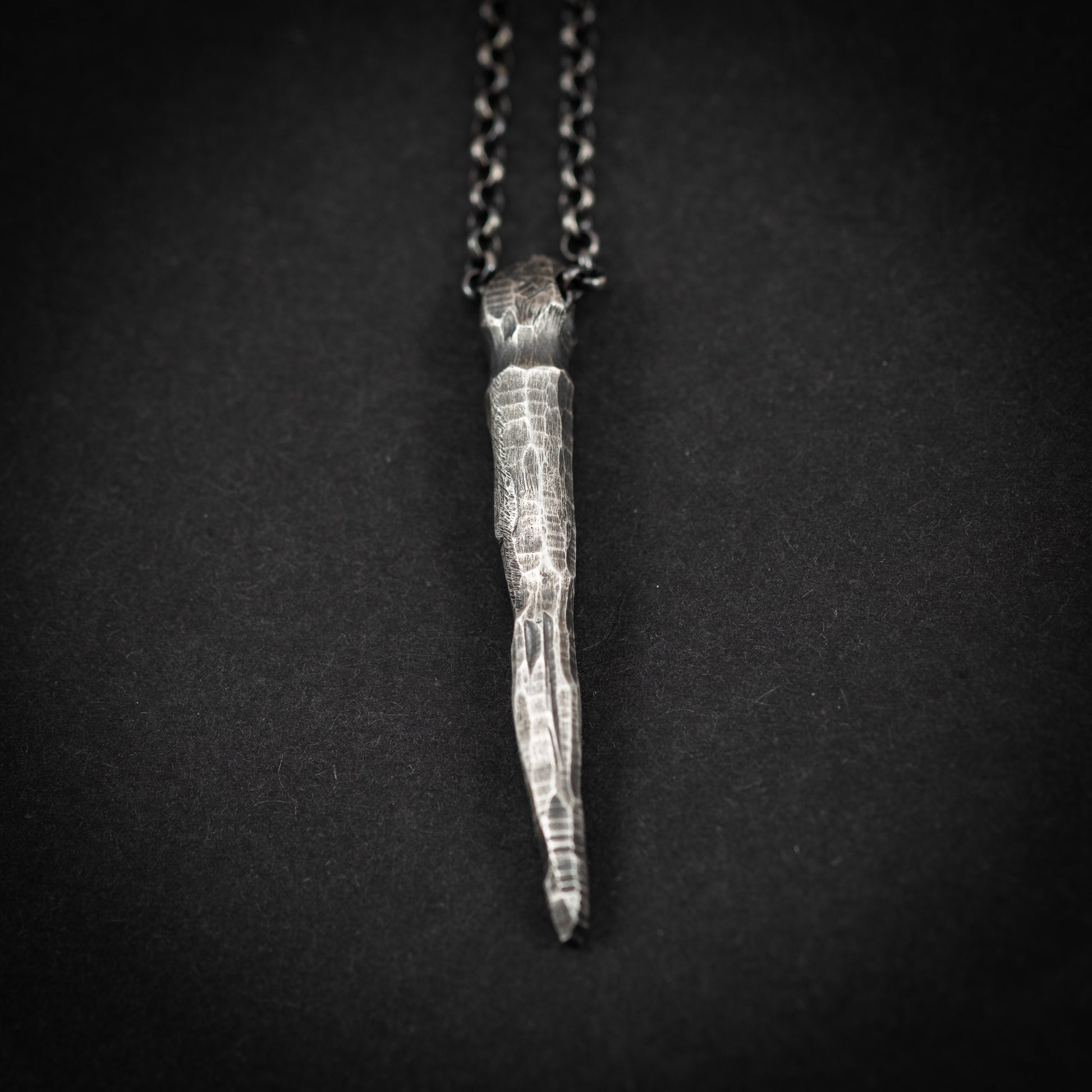 Handmade Gothic Silver Necklace for Men, Dark Alternative Jewelry, Unique Oxidized Pendant Gift