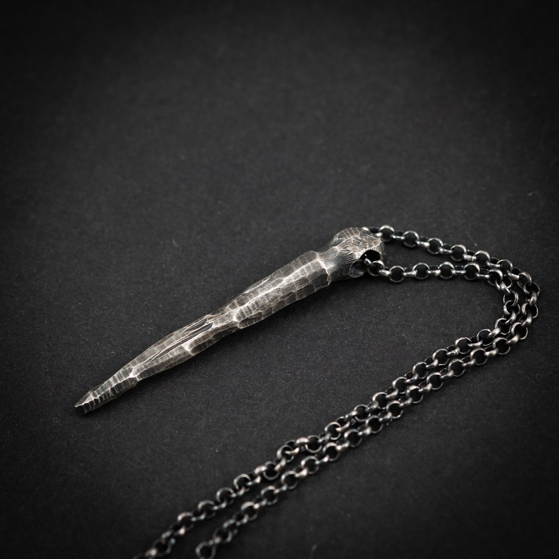 Handmade Gothic Silver Necklace for Men, Dark Alternative Jewelry, Unique Oxidized Pendant Gift