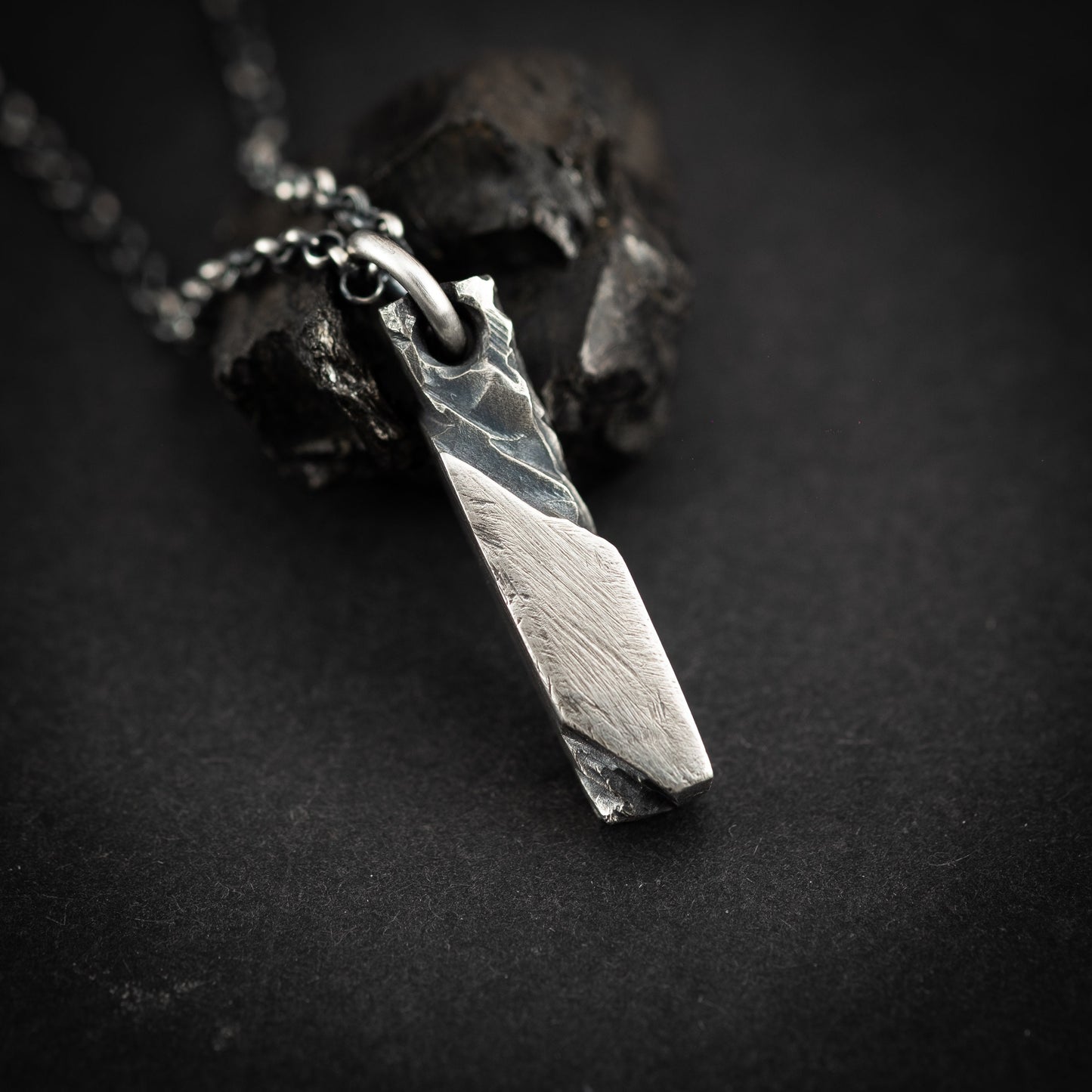 Silver mens pendant necklace, Handmade Rustic Mens Necklace, Anniversary Gift for Husband, Boyfriend Gift, Statement Necklace for Man