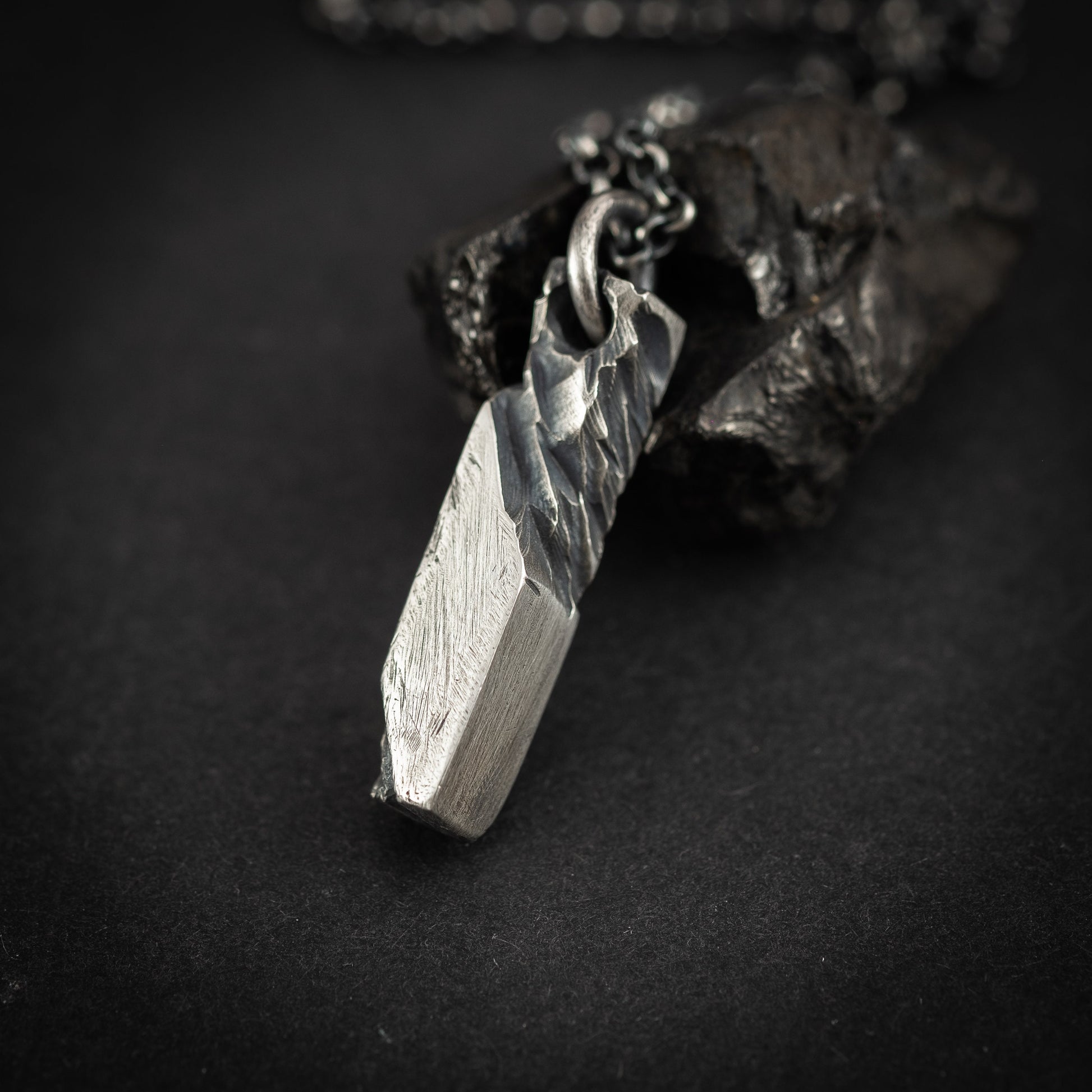 Silver mens pendant necklace, Handmade Rustic Mens Necklace, Anniversary Gift for Husband, Boyfriend Gift, Statement Necklace for Man