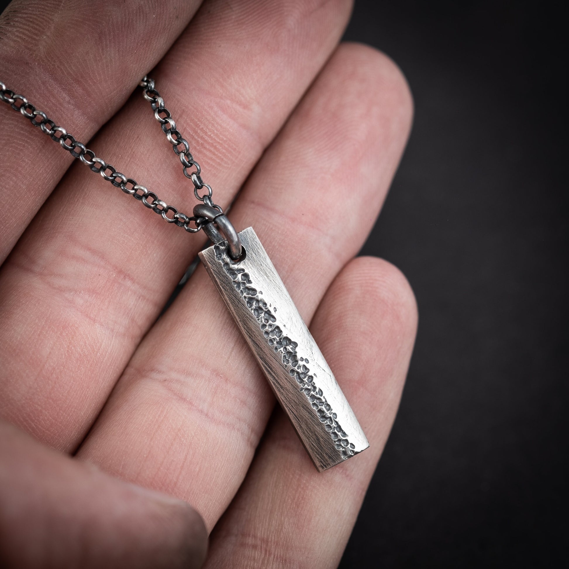 Oxidized Rustic Sterling Silver jewelry for men or women, Handmade Modern jewelry