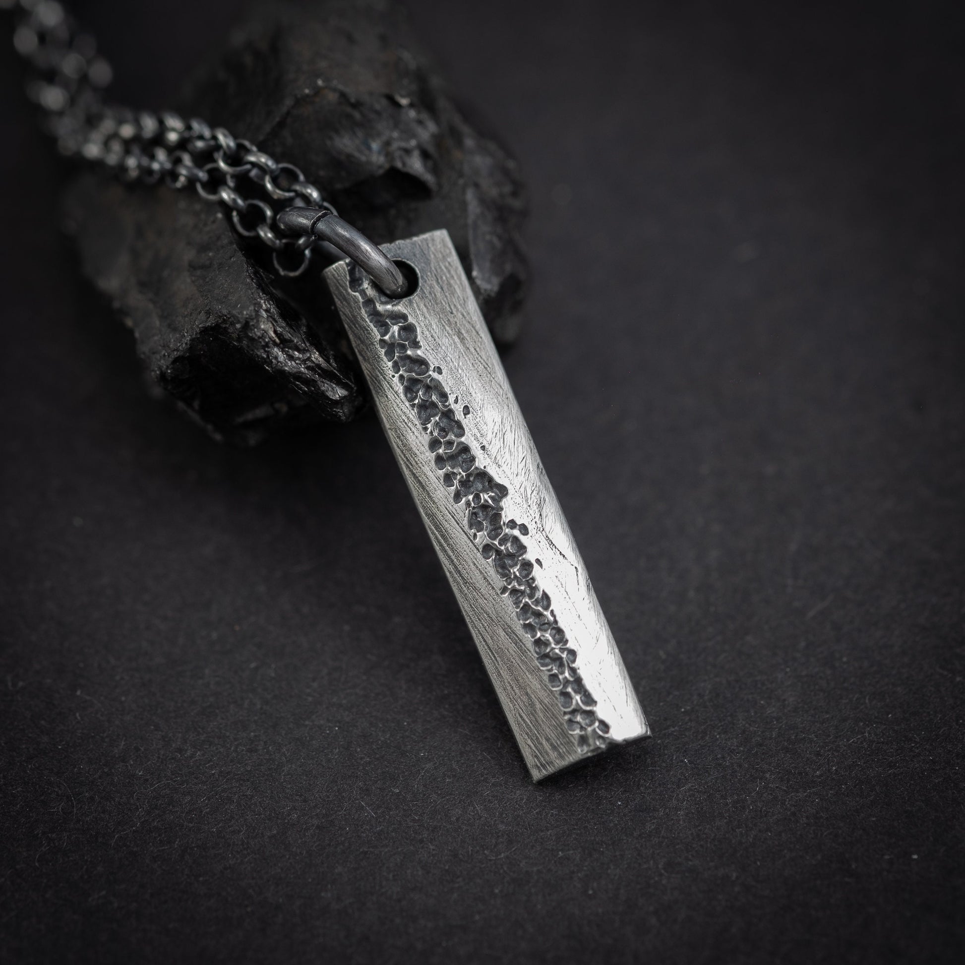 Oxidized Rustic Sterling Silver jewelry for men or women, Handmade Modern jewelry