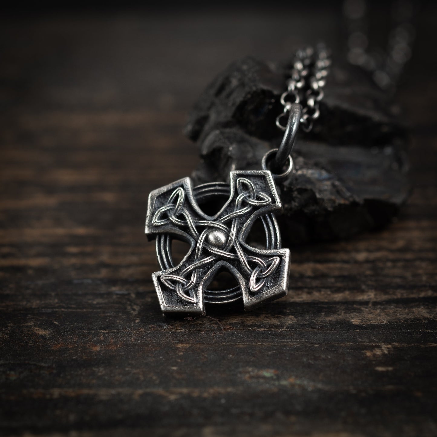 Silver Celtic Cross men pendant necklace, handmade Celtic jewelry for men, Celtic know necklace for men, Unique gift for men