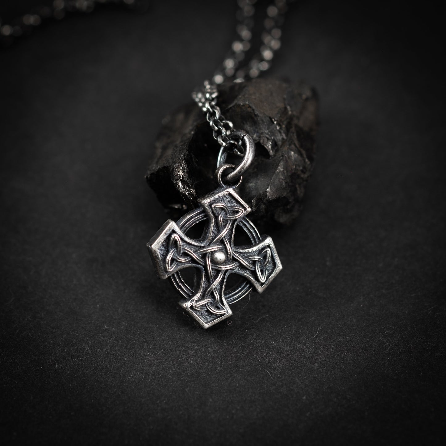 Mens silver Celtic Cross pendant necklace, handmade Celtic jewelry for men, Celtic know necklace for men, Unique gift for men