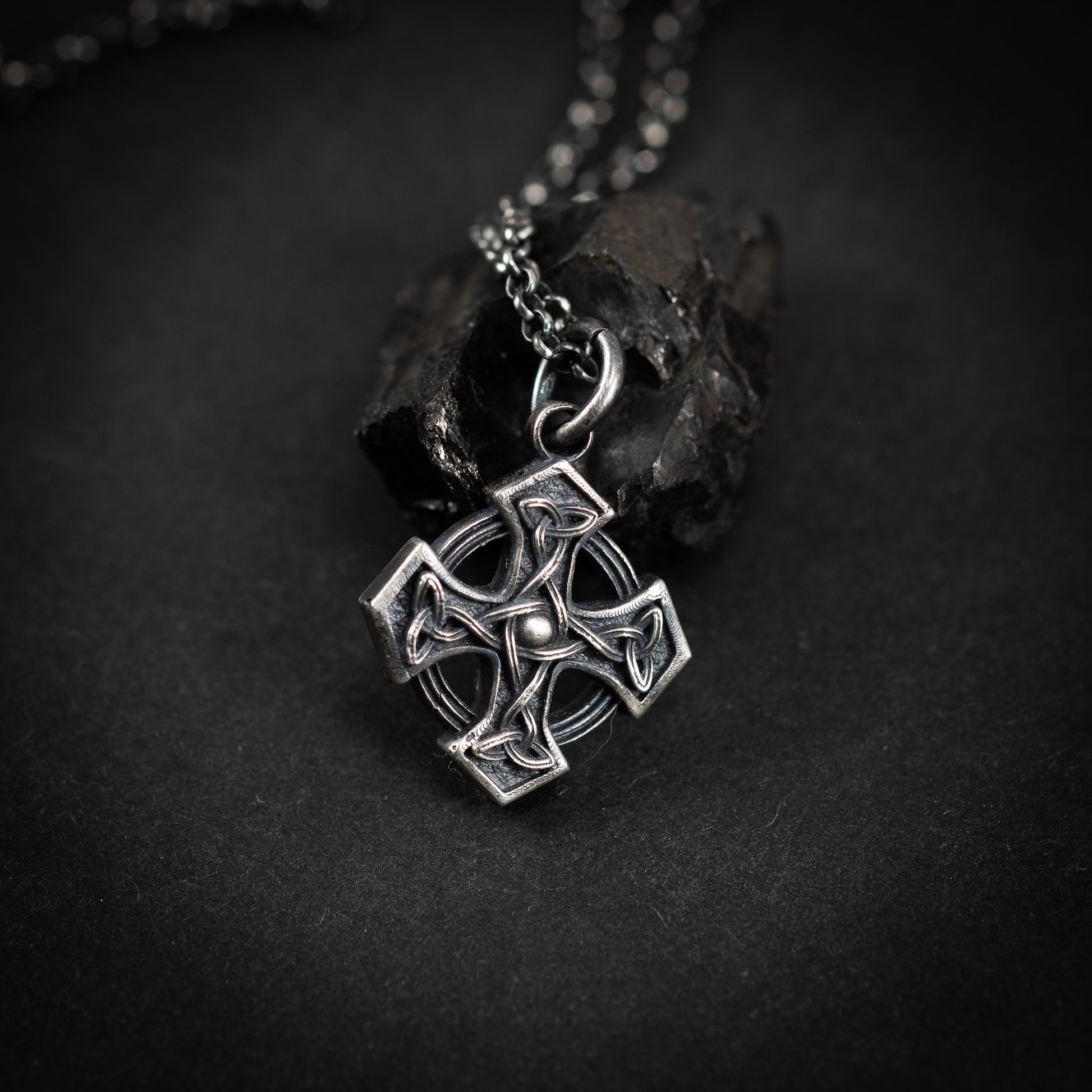 Silver Celtic Cross men pendant necklace, handmade Celtic jewelry for men, Celtic know necklace for men, Unique gift for men