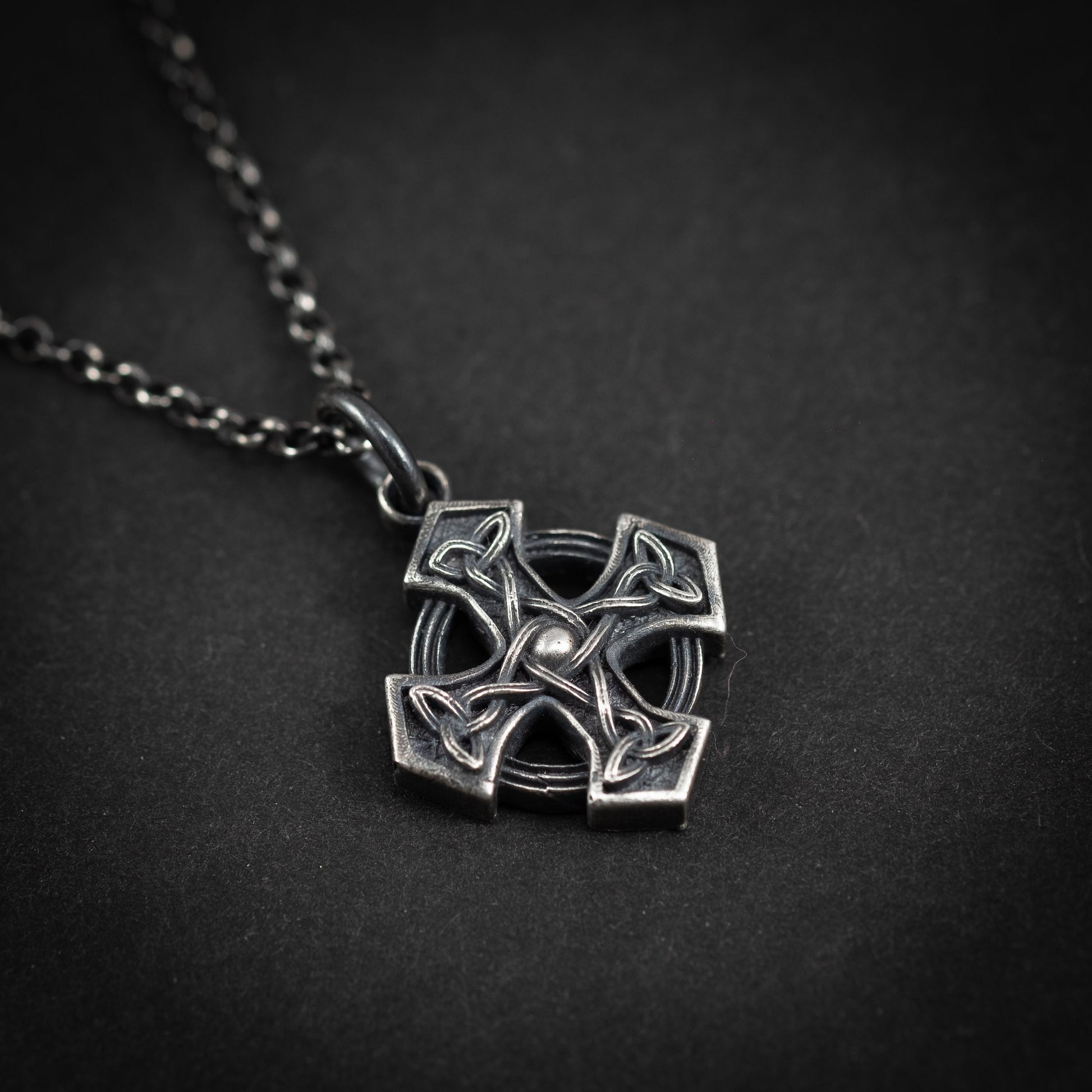 Silver Celtic Cross men pendant necklace, handmade Celtic jewelry for men, Celtic know necklace for men, Unique gift for men