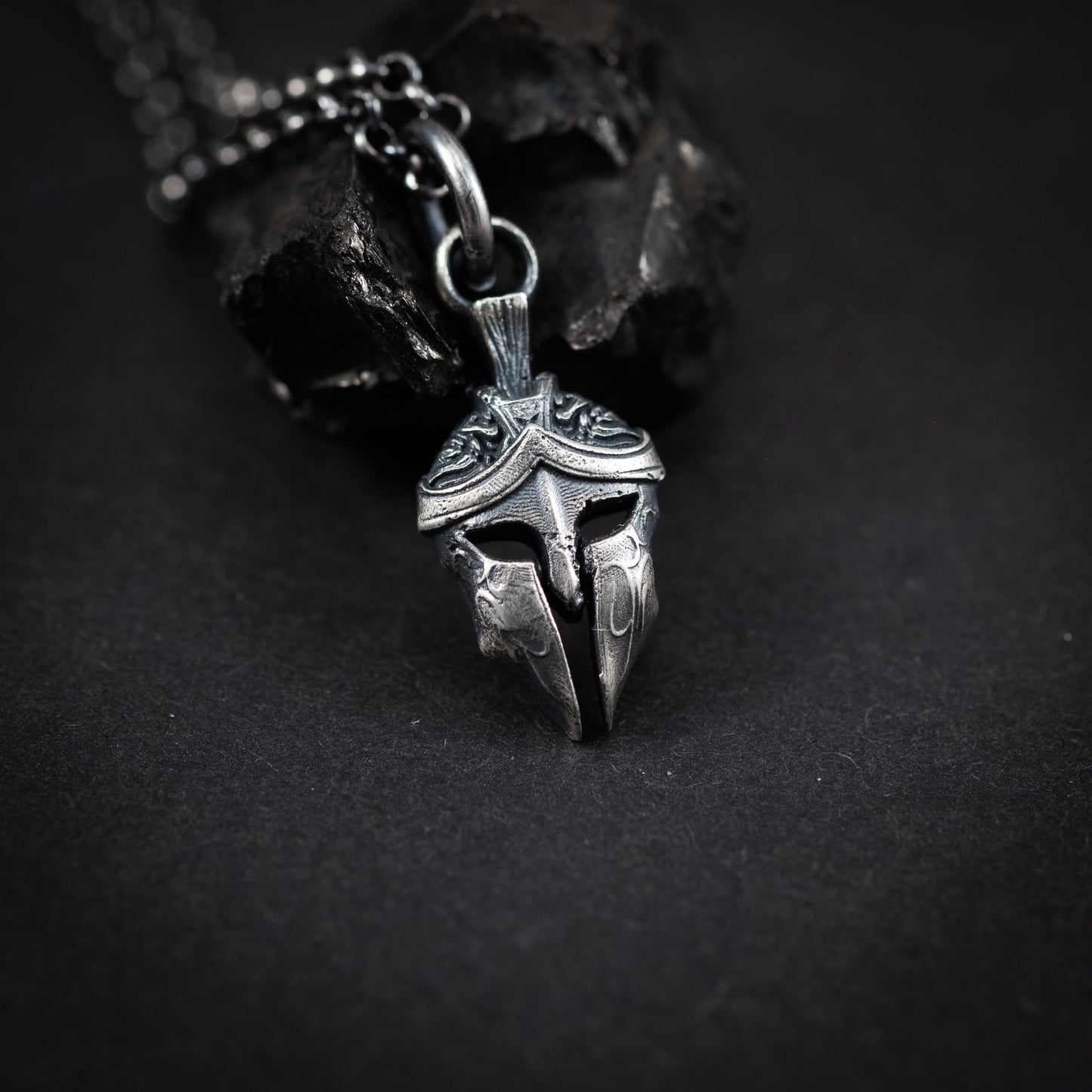 Men Silver Warrior helmet necklace, Spartan Gladiator pendant, Protection amulet, handmade silver jewelry for men, Greek mythology, men gift