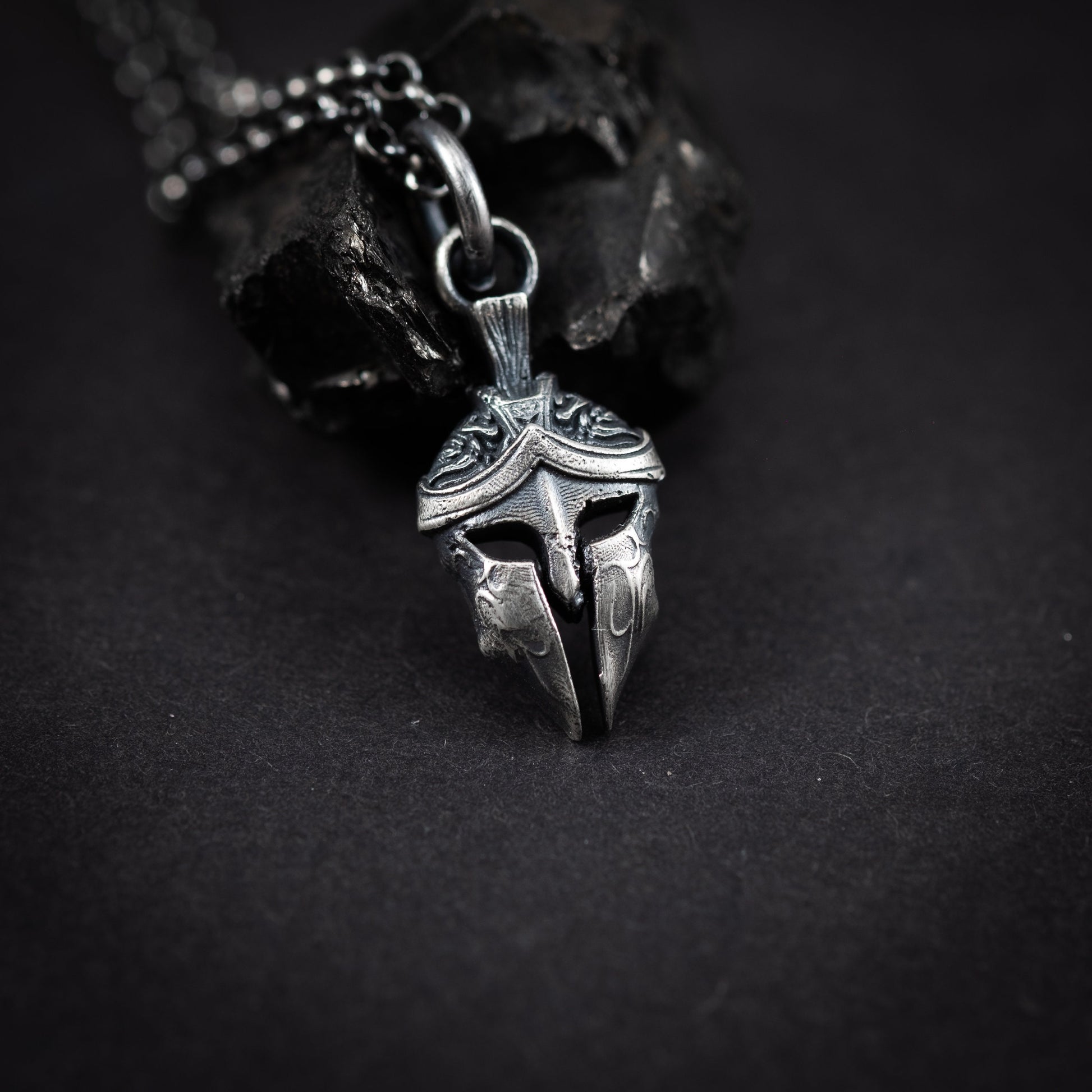 Men Silver Warrior helmet necklace, Spartan Gladiator pendant, Protection amulet, handmade silver jewelry for men, Greek mythology, men gift