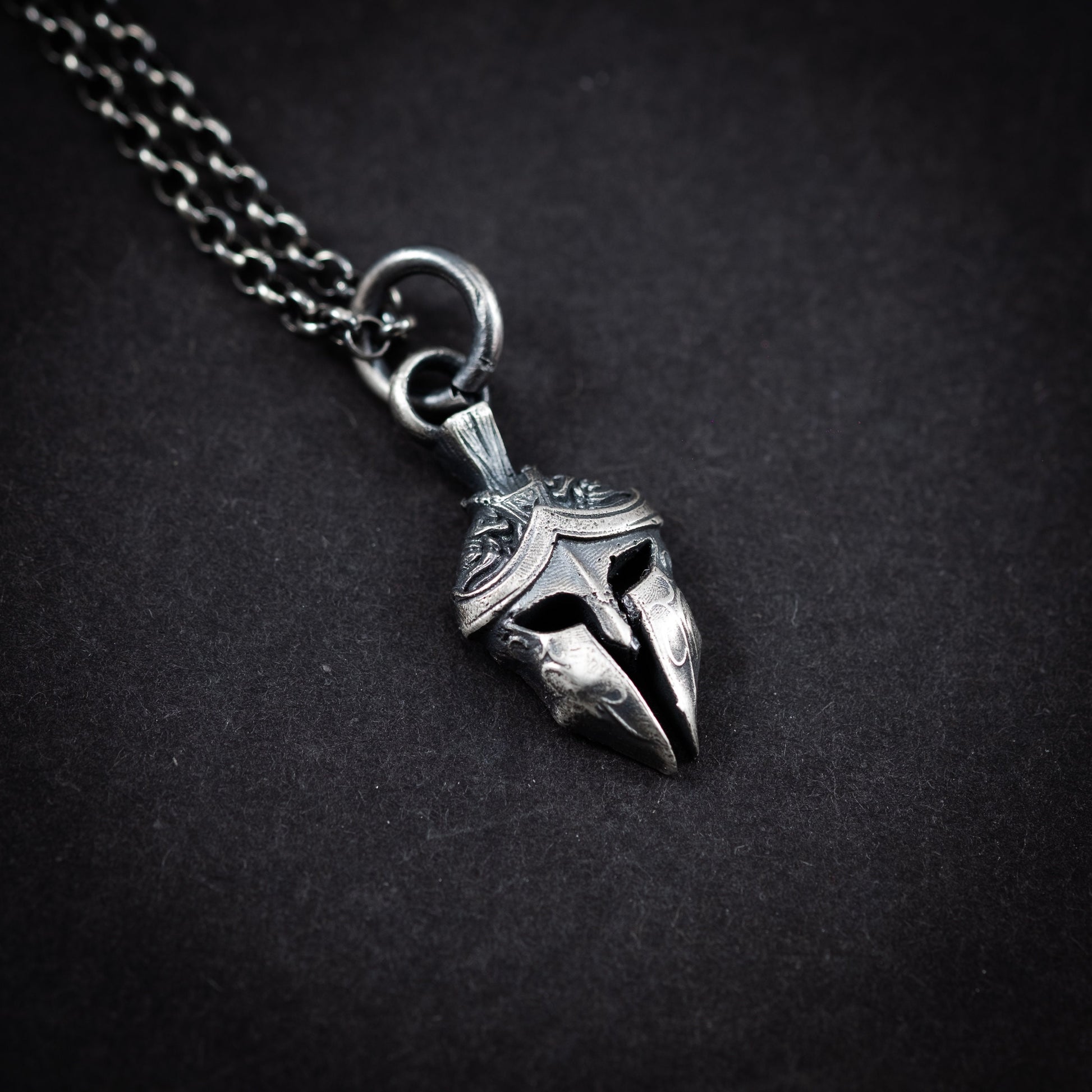 Men Silver Warrior helmet necklace, Spartan Gladiator pendant, Protection amulet, handmade silver jewelry for men, Greek mythology, men gift