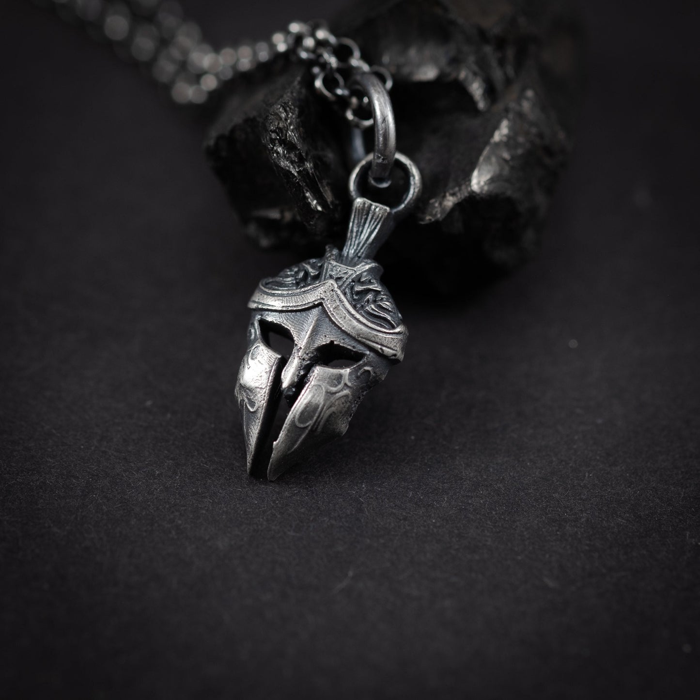 Men Silver Warrior helmet necklace, Spartan Gladiator pendant, Protection amulet, handmade silver jewelry for men, Greek mythology, men gift