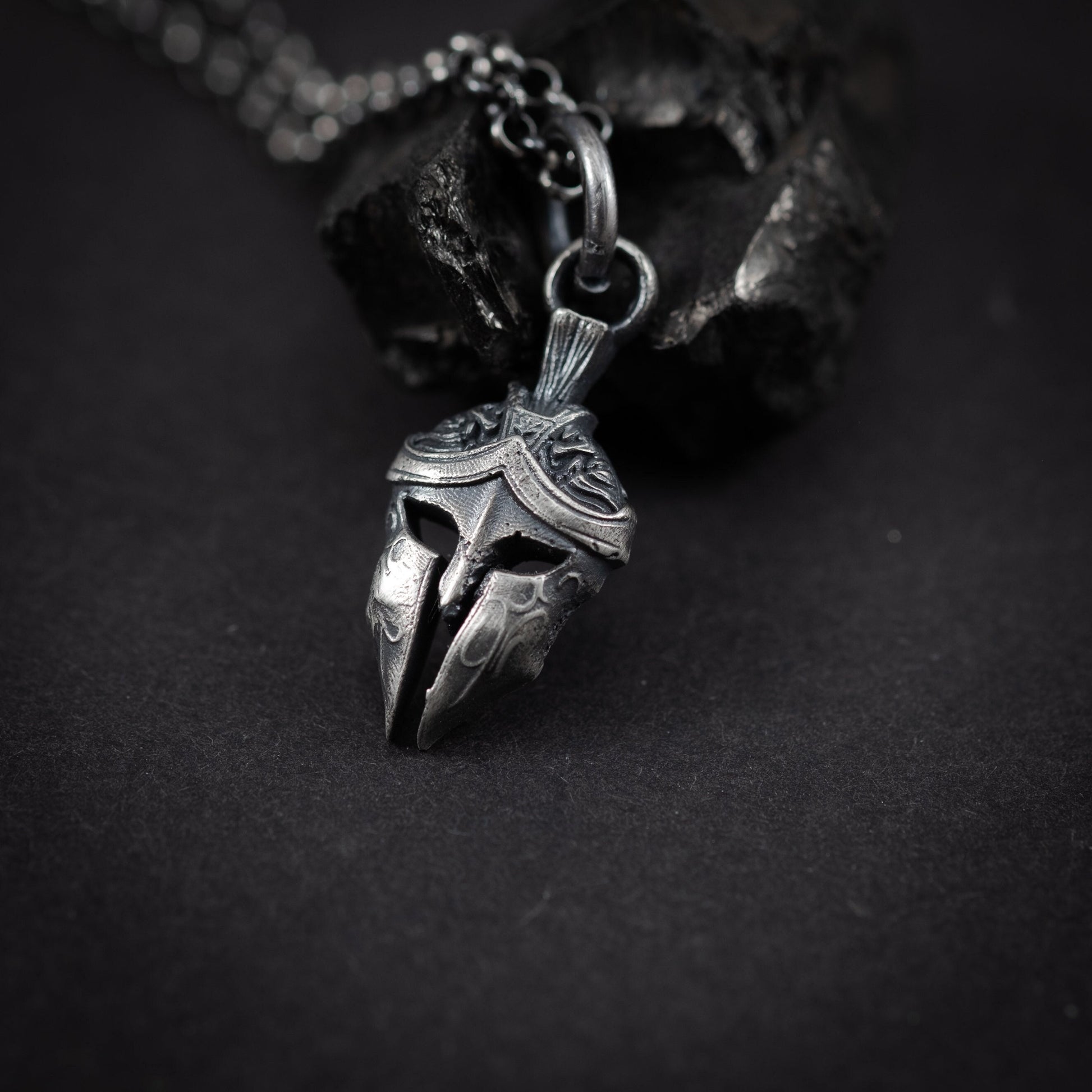 Men Silver Warrior helmet necklace, Spartan Gladiator pendant, Protection amulet, handmade silver jewelry for men, Greek mythology, men gift