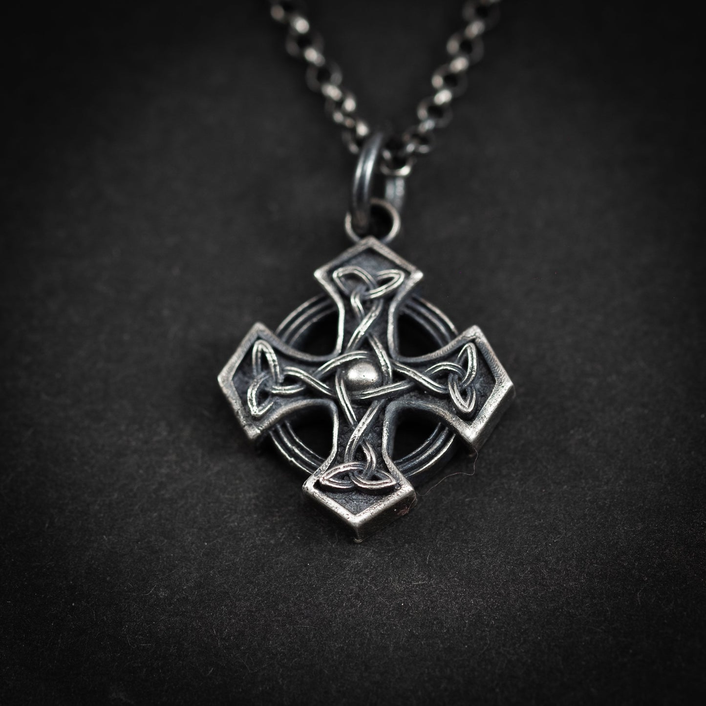 Mens silver Celtic Cross pendant necklace, handmade Celtic jewelry for men, Celtic know necklace for men, Unique gift for men