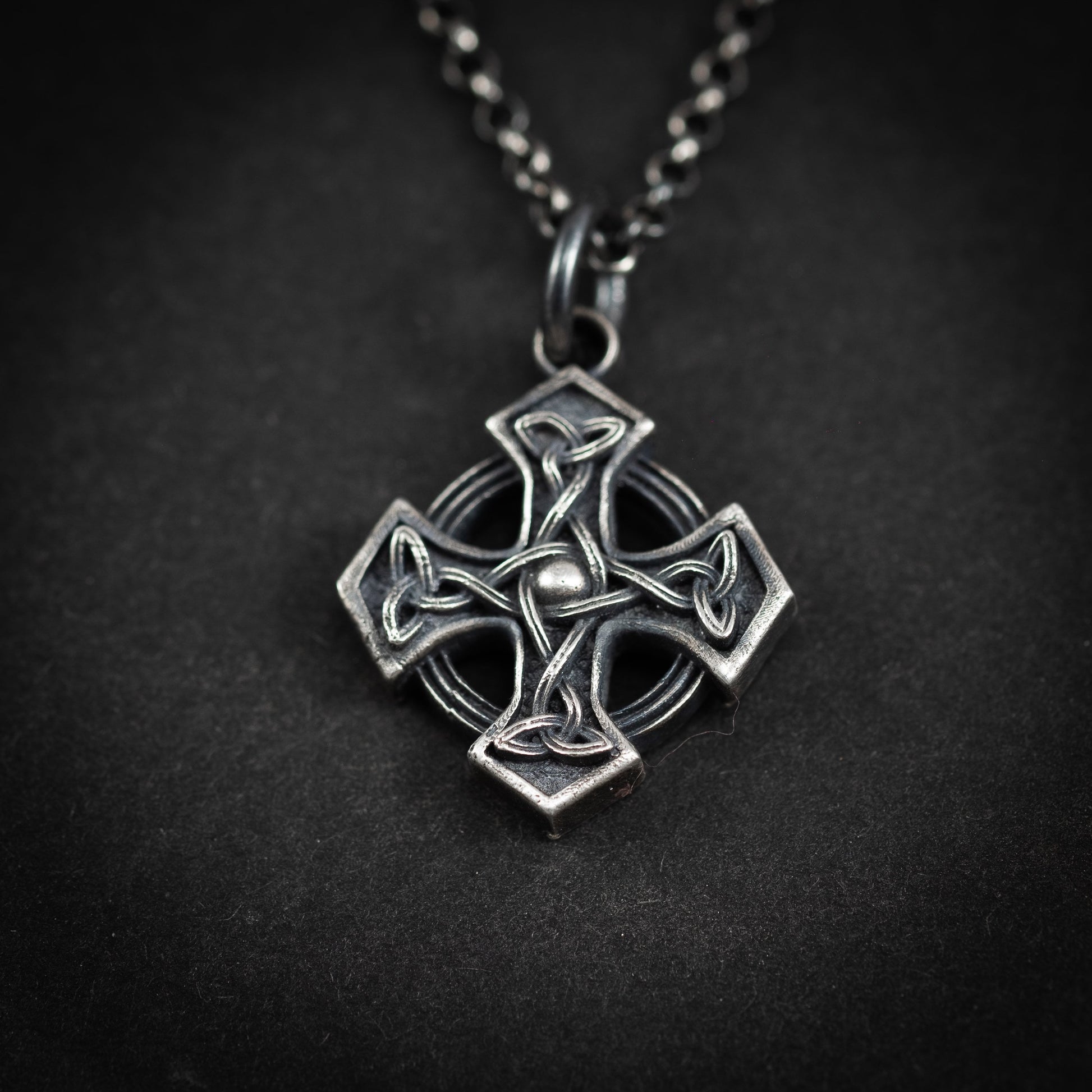 Mens silver Celtic Cross pendant necklace, handmade Celtic jewelry for men, Celtic know necklace for men, Unique gift for men