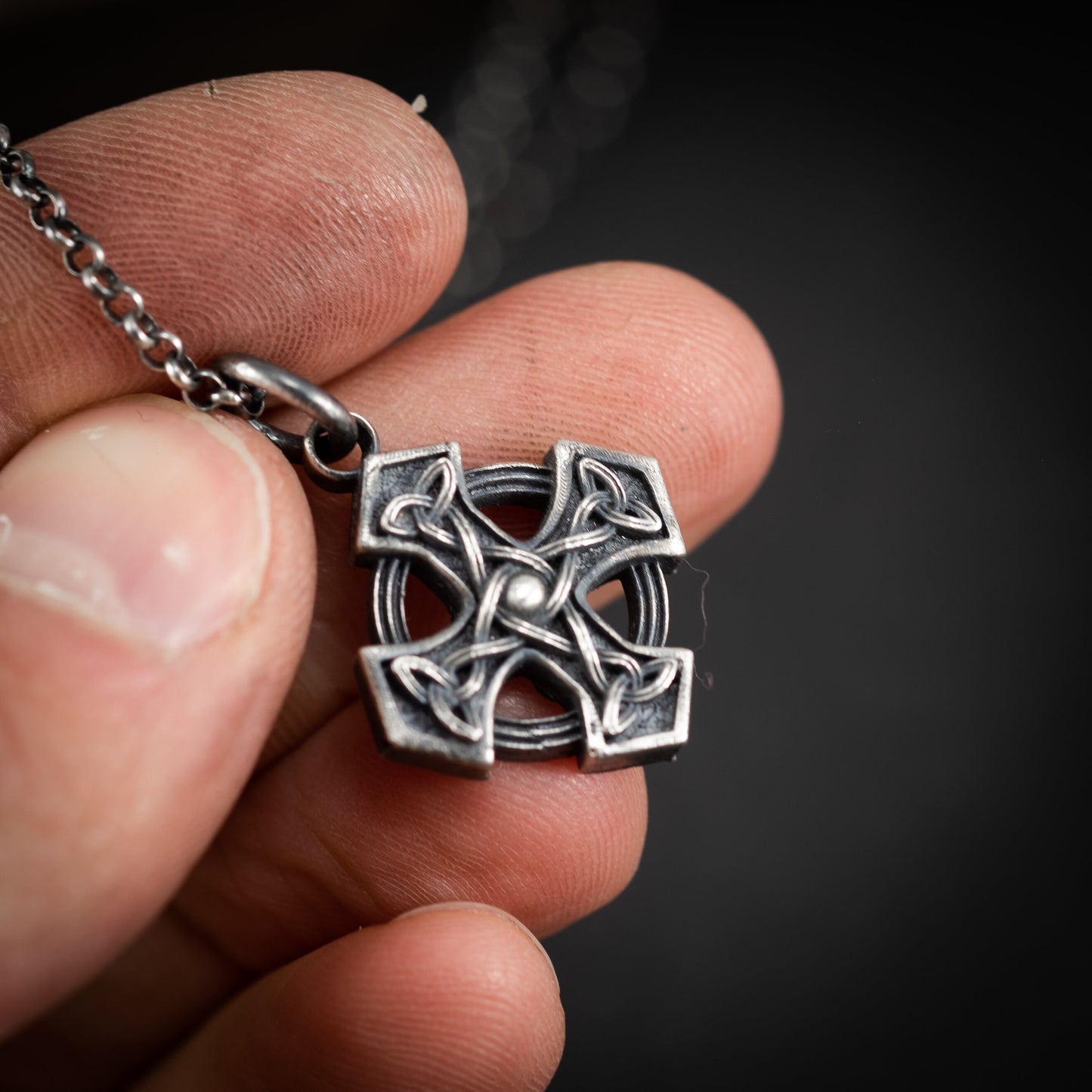 Mens silver Celtic Cross pendant necklace, handmade Celtic jewelry for men, Celtic know necklace for men, Unique gift for men