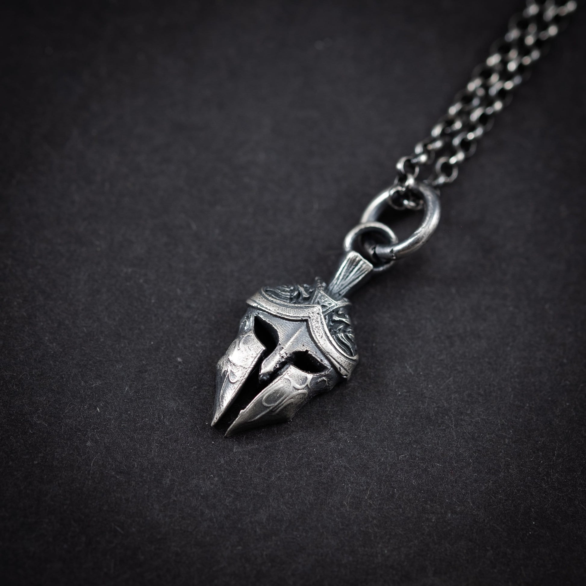 Warrior Spartan helmet silver men pendant necklace, Strength and protection necklace, handmade silver jewelry for men, Greek mythology