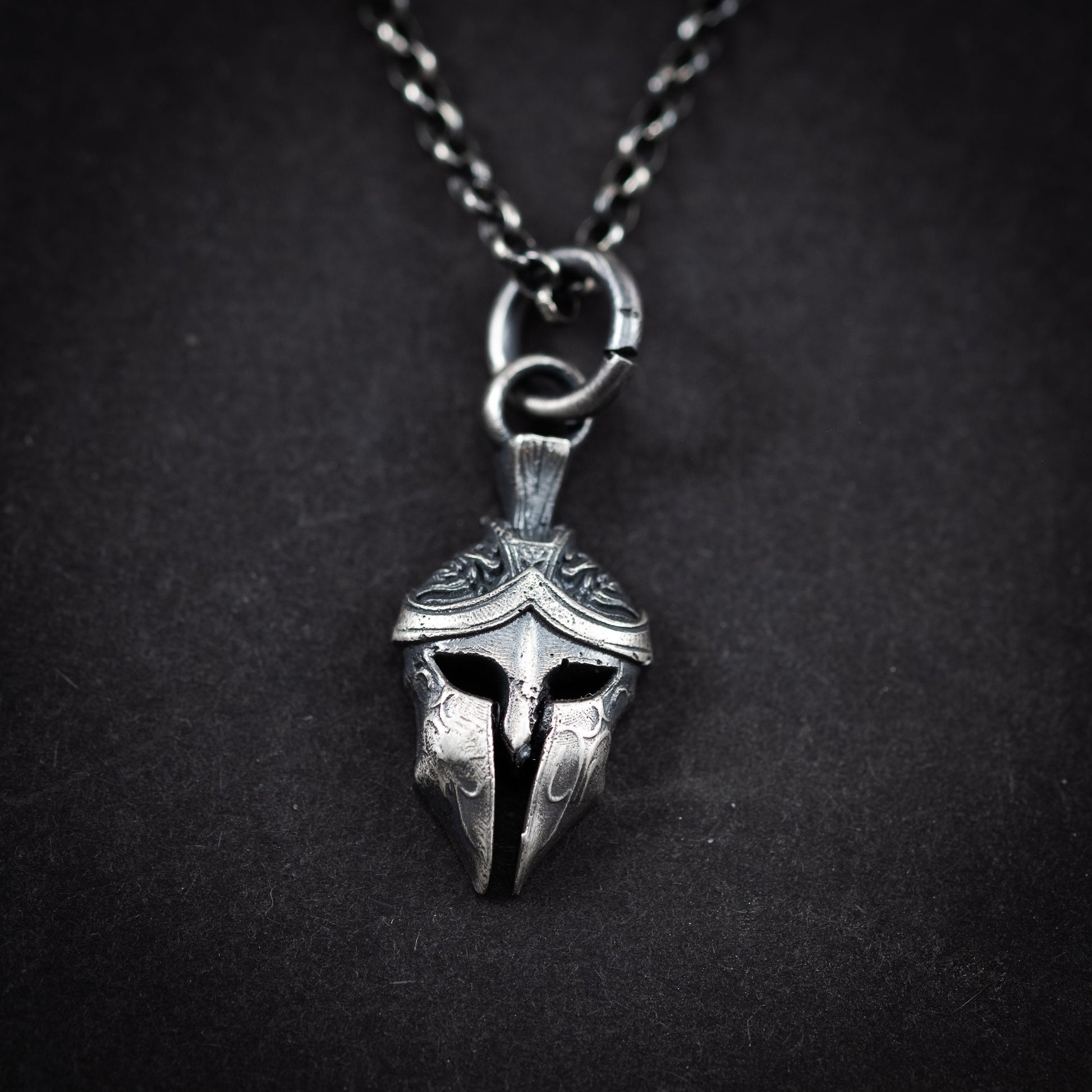 Men Silver Warrior helmet necklace, Spartan Gladiator pendant, Protection amulet, handmade silver jewelry for men, Greek mythology, men gift