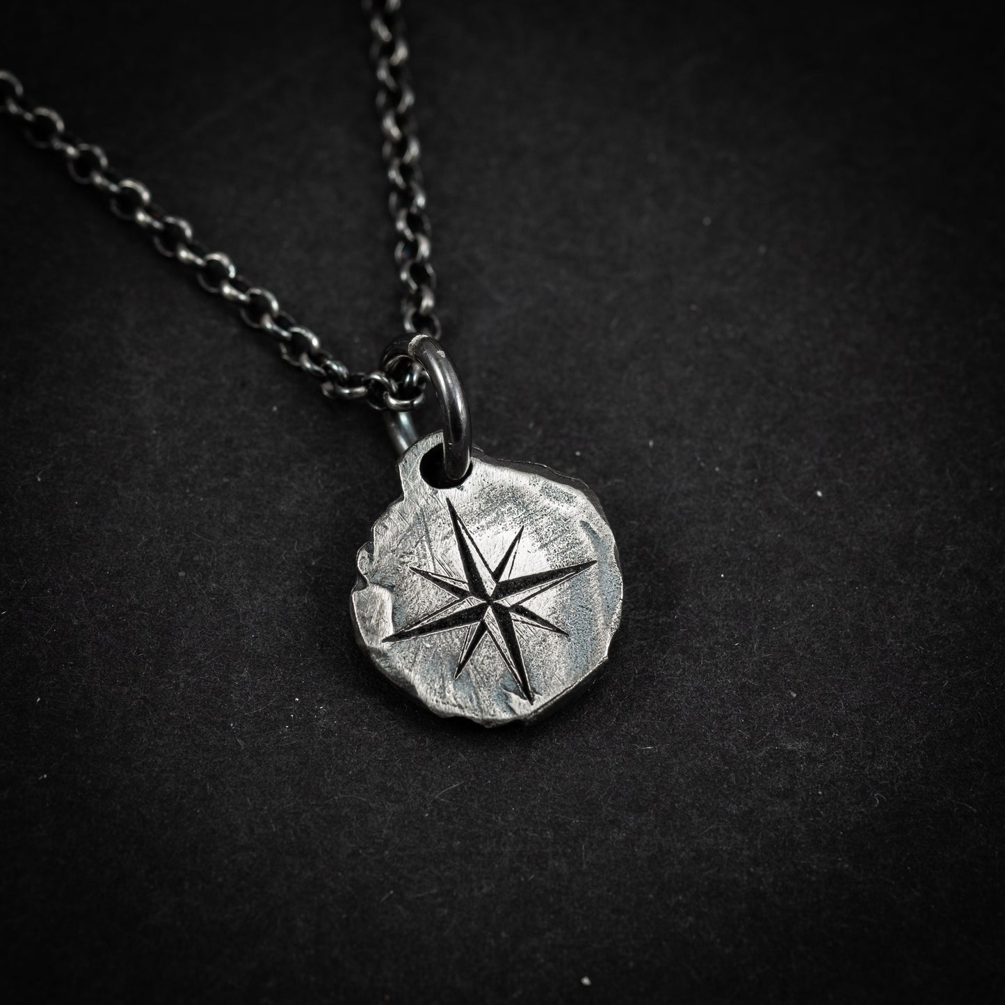 Silver Compass mens pendant necklace, Rustic Oxidized Silver Adventure handmade jewelry, Unique travel gift, Christmas gifts