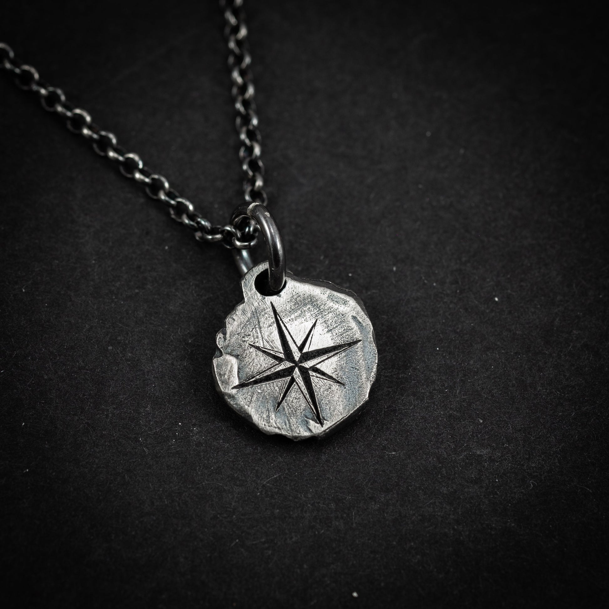 Silver Compass mens pendant necklace, Rustic Oxidized Silver Adventure handmade jewelry, Unique travel gift, Christmas gifts