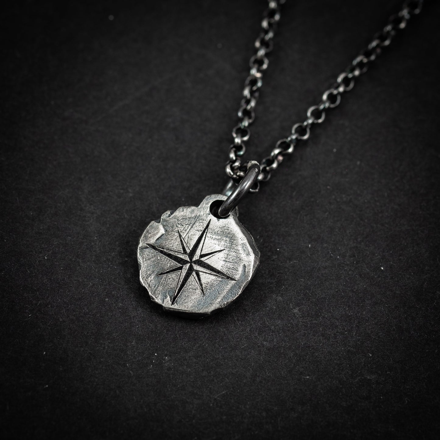 Silver Compass mens pendant necklace, Rustic Oxidized Silver Adventure handmade jewelry, Unique travel gift, Christmas gifts