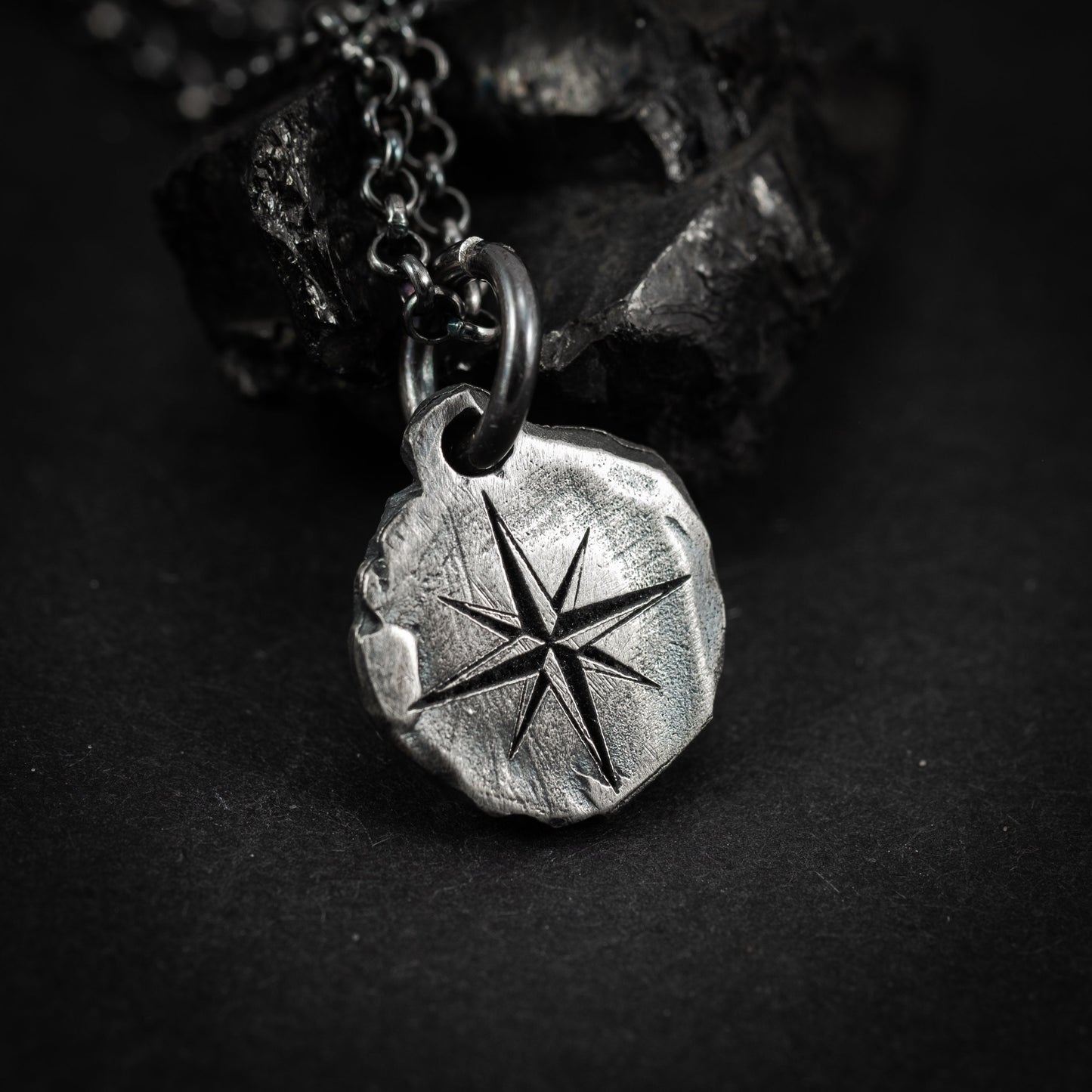 Silver Compass mens pendant necklace, Rustic Oxidized Silver Adventure handmade jewelry, Unique travel gift, Christmas gifts