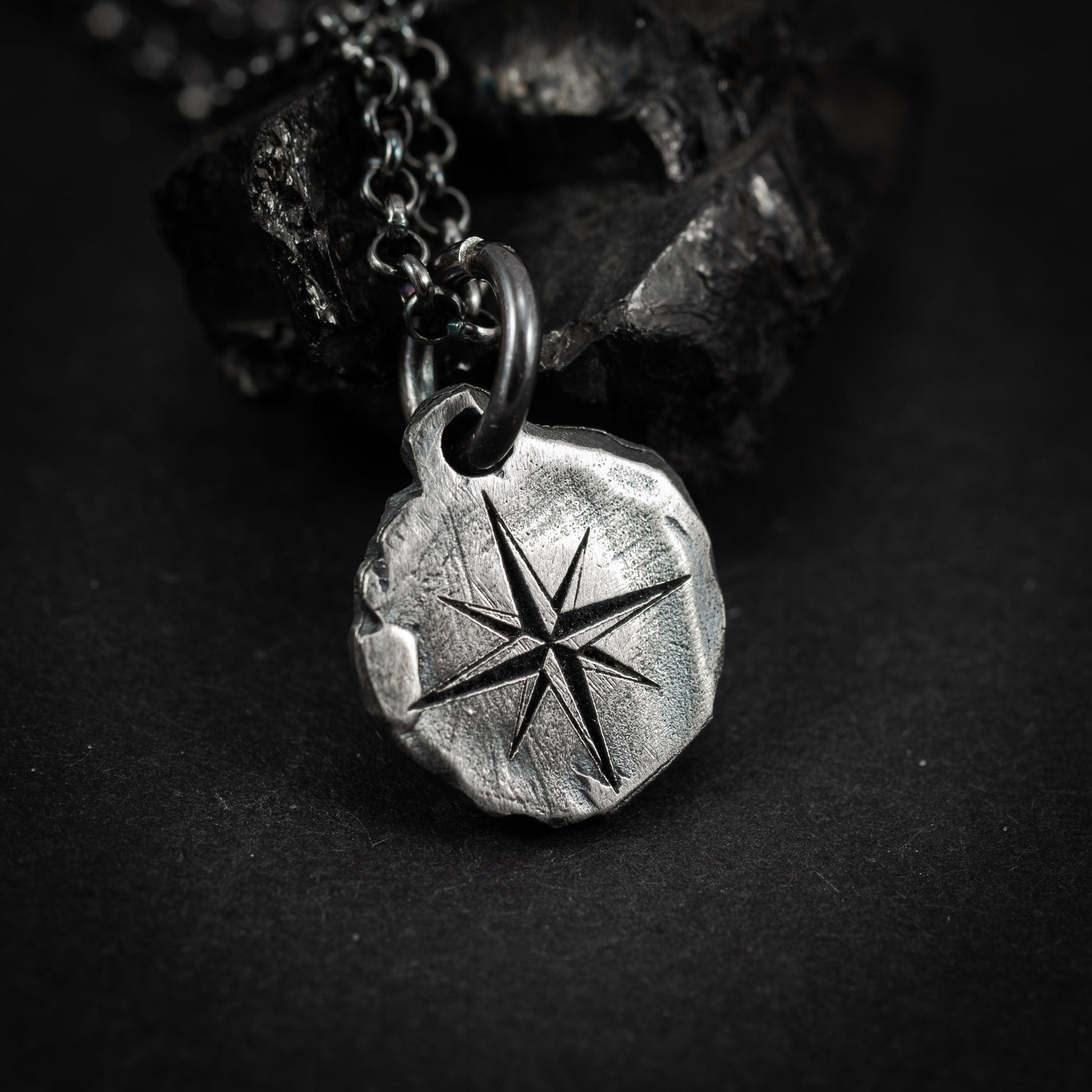 Silver Compass mens pendant necklace, Rustic Oxidized Silver Adventure handmade jewelry, Unique travel gift, Christmas gifts