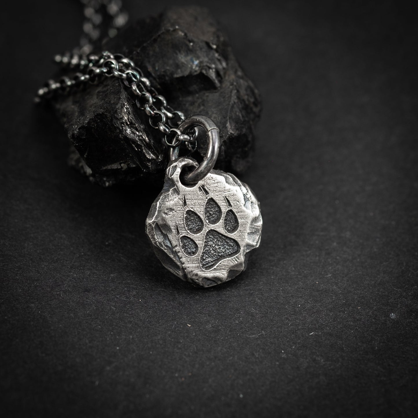 Silver Wolf Claw mens necklace, Rustic Oxidized handmade forest jewelry, nature necklace, gift for him, Christmas gift