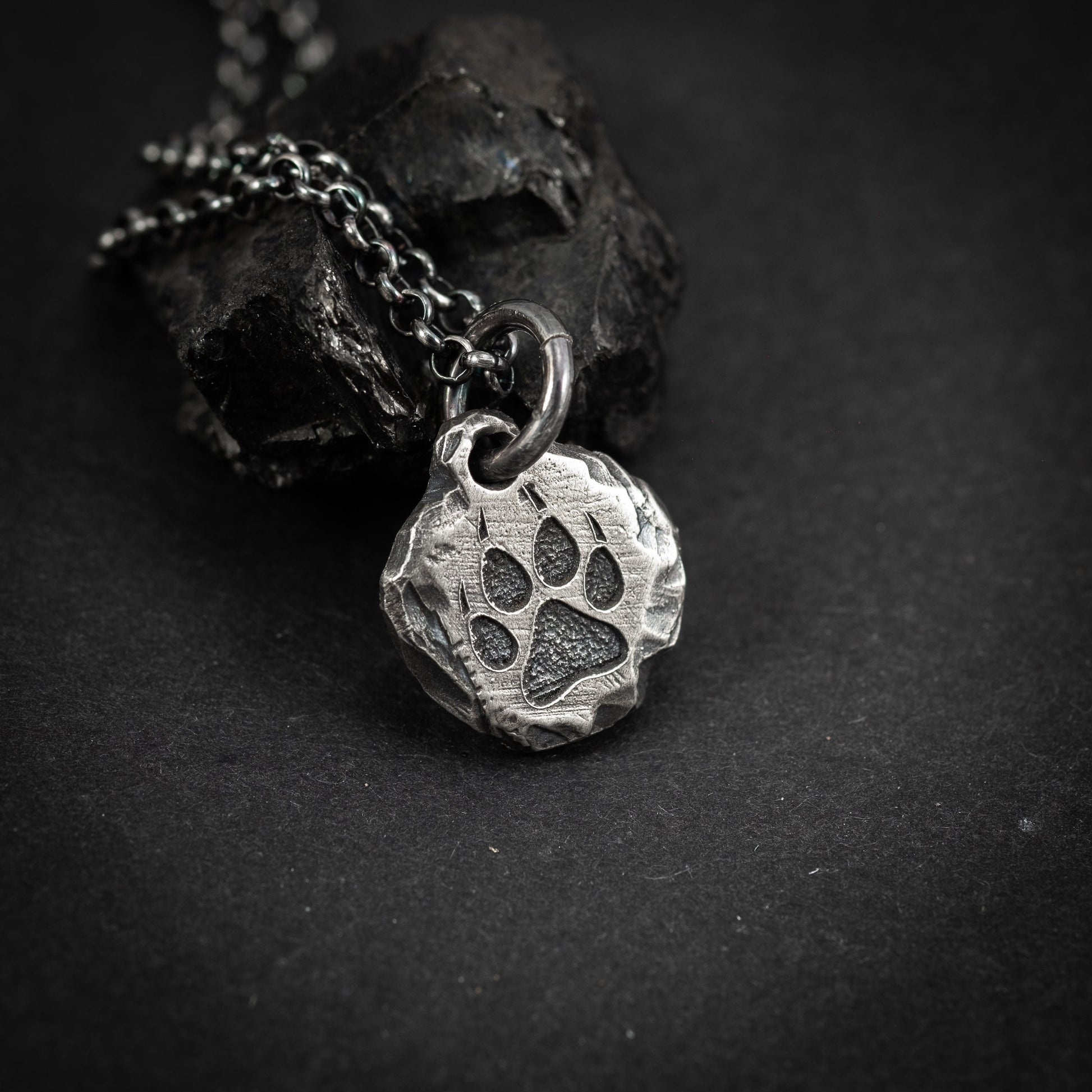 Silver Wolf Claw mens necklace, Rustic Oxidized handmade forest jewelry, nature necklace, gift for him, Christmas gift