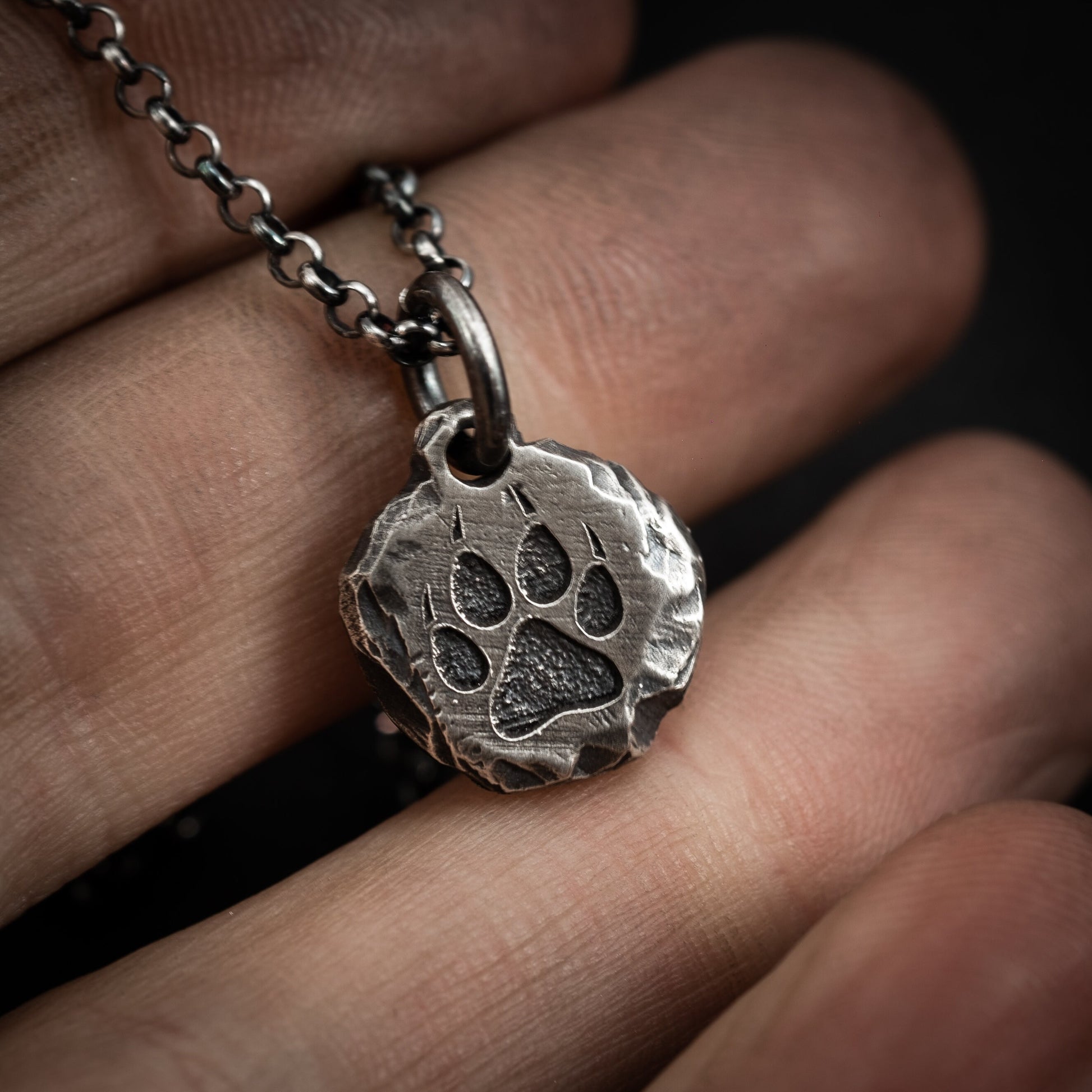 Silver Wolf Claw mens necklace, Rustic Oxidized handmade forest jewelry, nature necklace, gift for him, Christmas gift