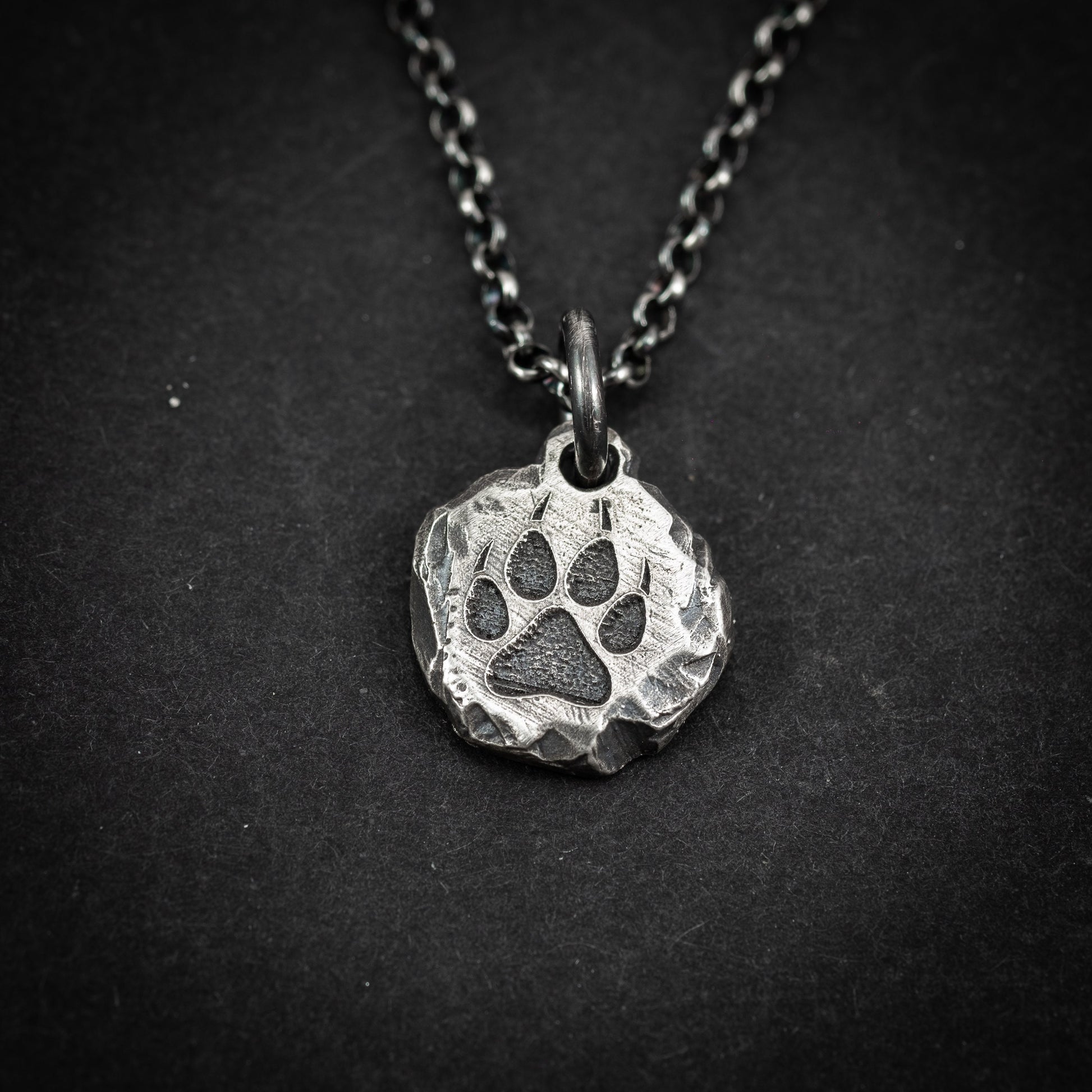 Silver Wolf Claw mens necklace, Rustic Oxidized handmade forest jewelry, nature necklace, gift for him, Christmas gift