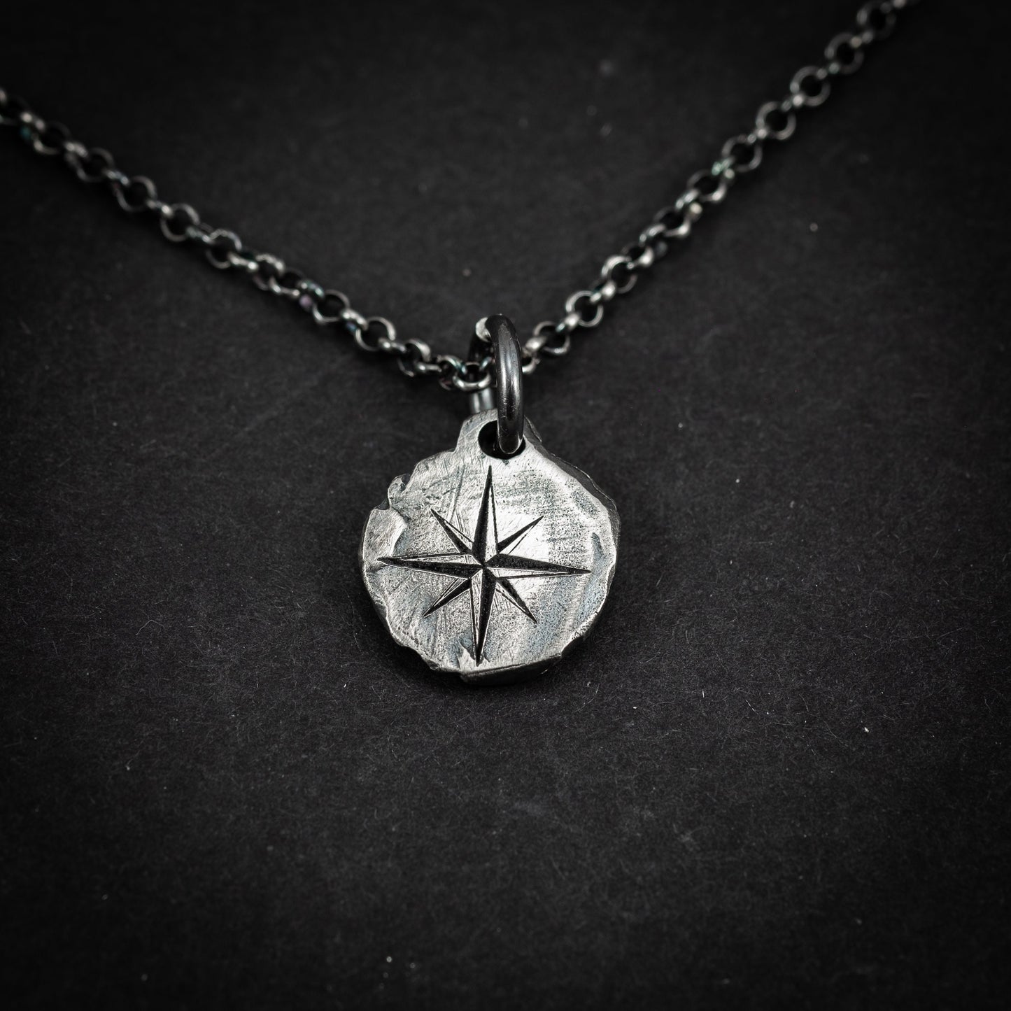 Silver Compass mens pendant necklace, Rustic Oxidized Silver Adventure handmade jewelry, Unique travel gift, Christmas gifts