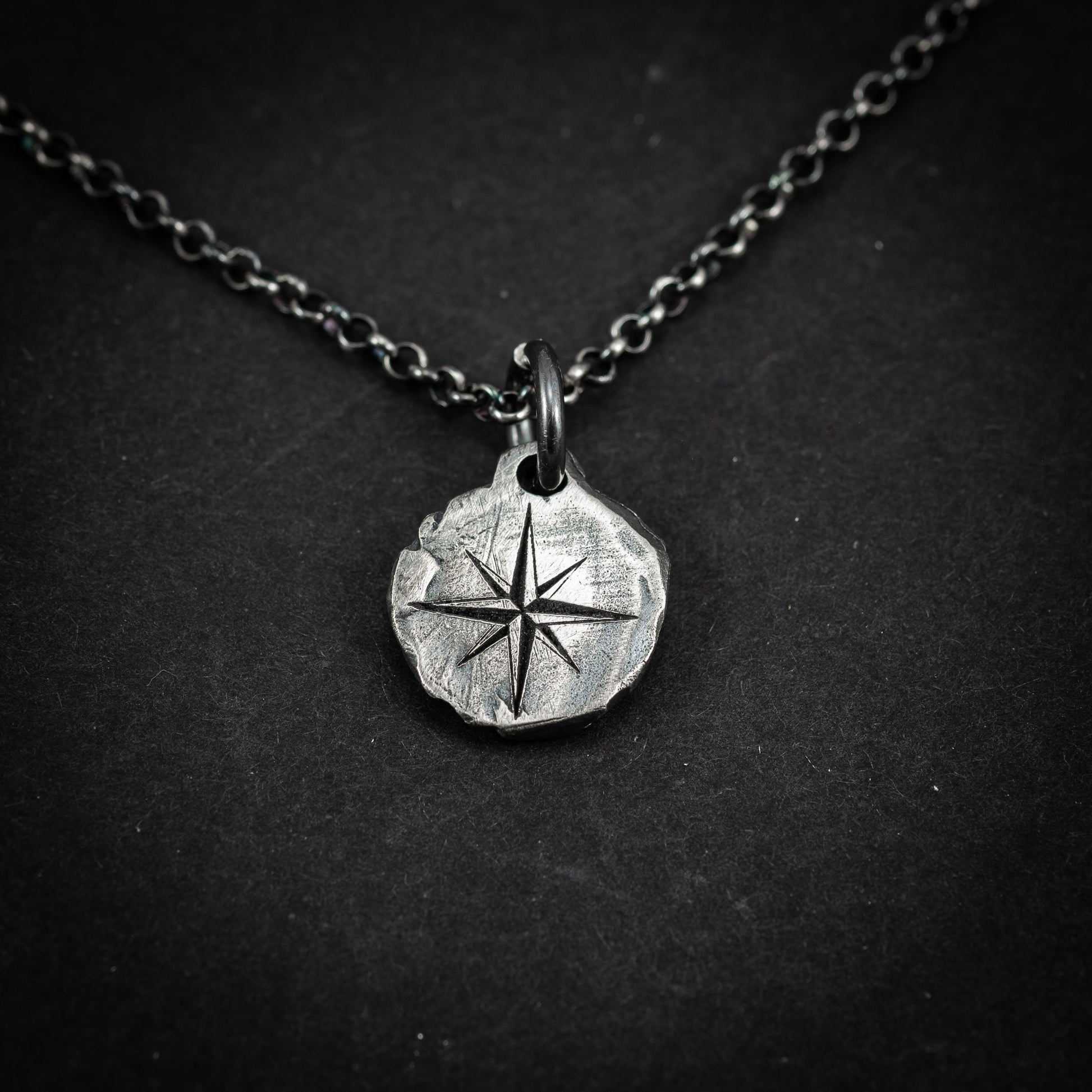 Silver Compass mens pendant necklace, Rustic Oxidized Silver Adventure handmade jewelry, Unique travel gift, Christmas gifts