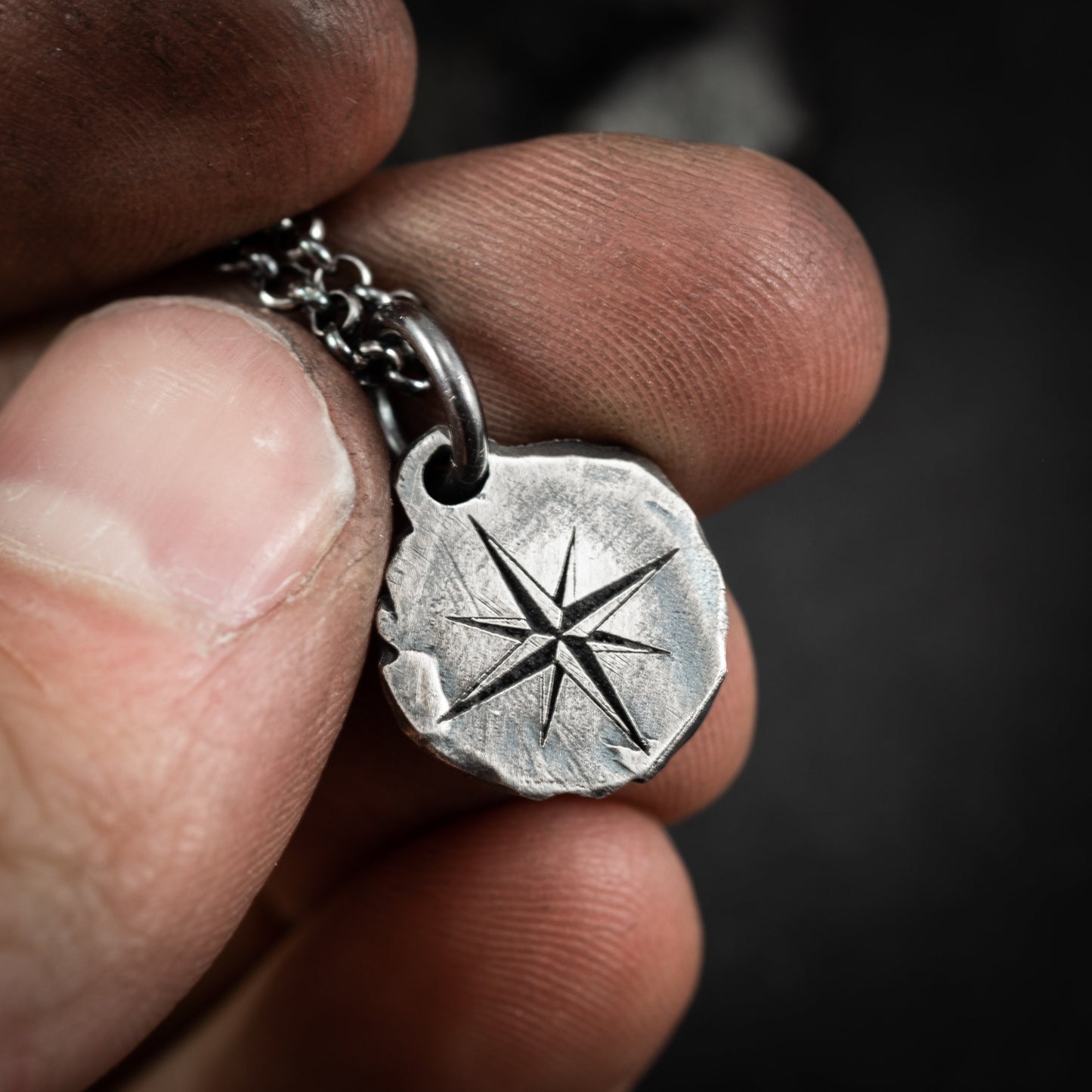 Silver Compass mens pendant necklace, Rustic Oxidized Silver Adventure handmade jewelry, Unique travel gift, Christmas gifts