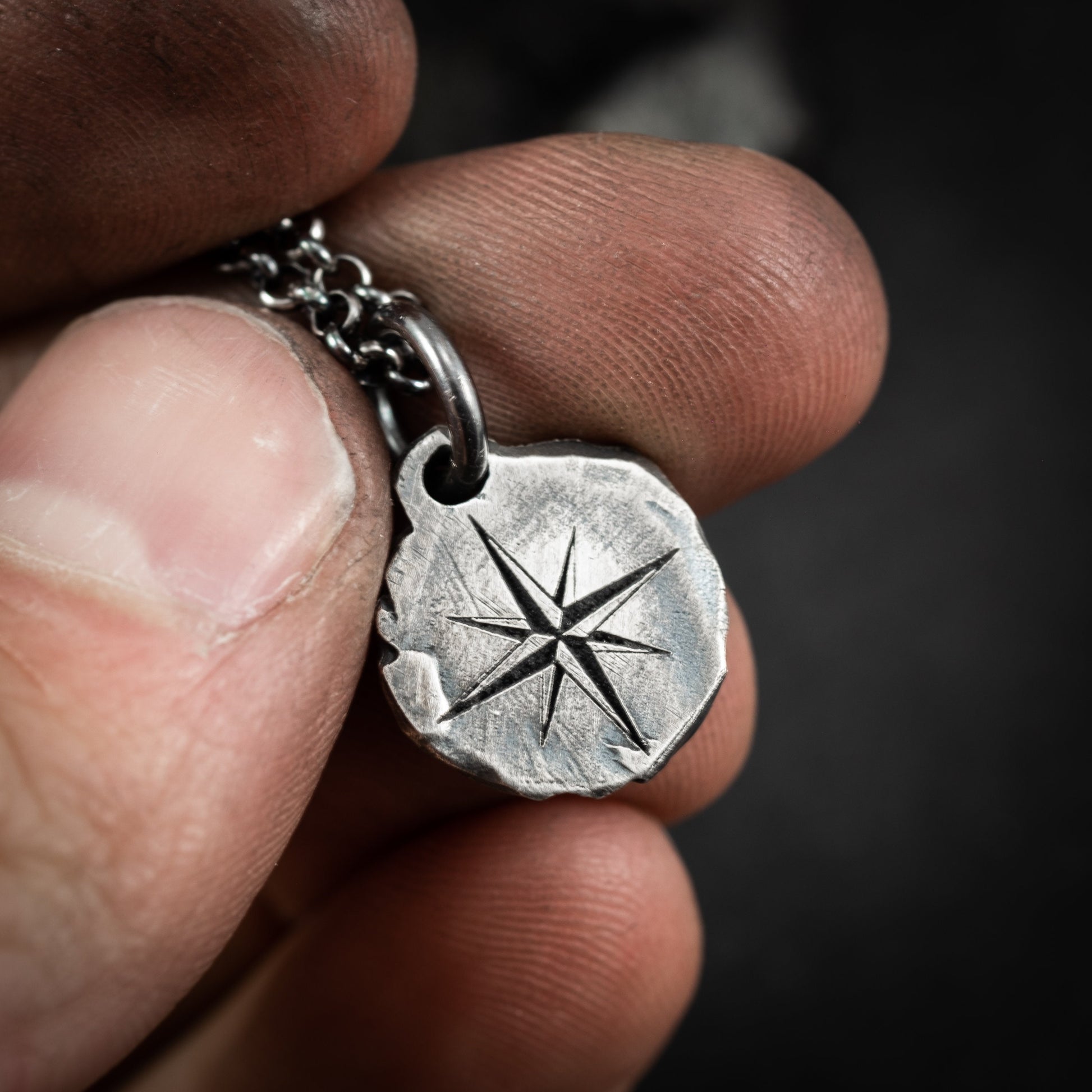 Silver Compass mens pendant necklace, Rustic Oxidized Silver Adventure handmade jewelry, Unique travel gift, Christmas gifts