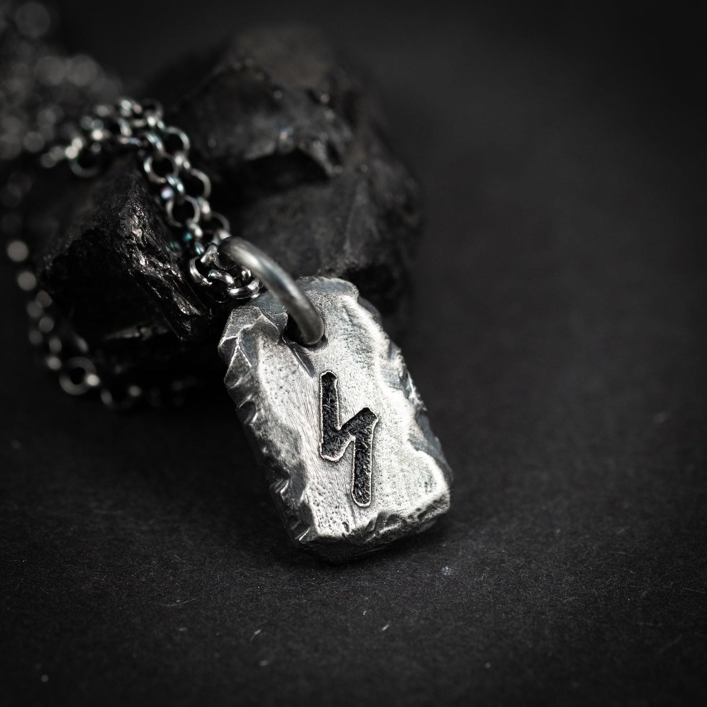 Silver Viking Rune Pendant Necklace for Men, Custom Nordic Jewelry, Personalized Norse Mythology Gift for Him