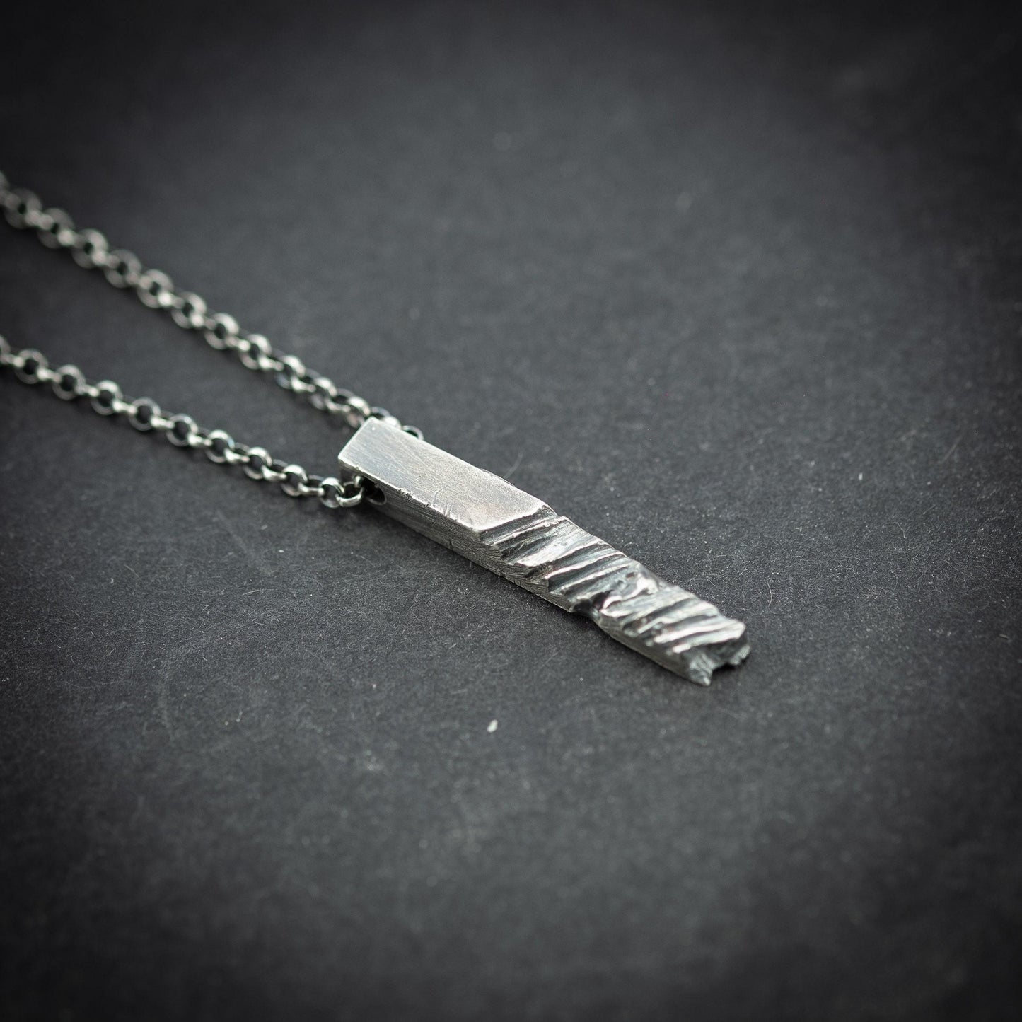Mens Silver handmade Rustic Bar Necklace , oxidized jewelry for men, brutalist silver jewelrym, 25th anniversary gifts