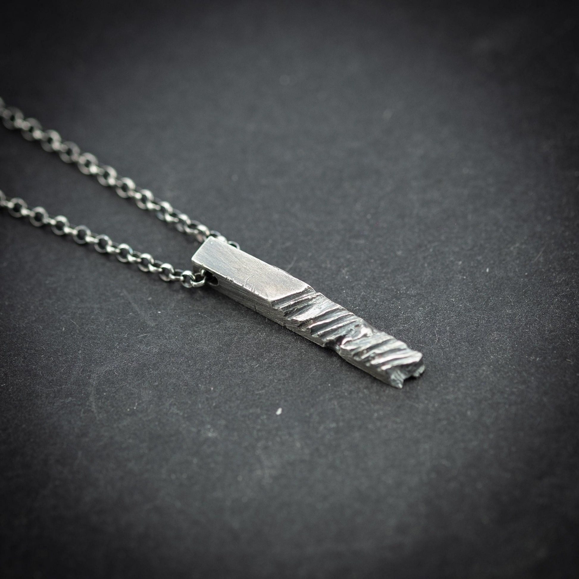 Mens Silver handmade Rustic Bar Necklace , oxidized jewelry for men, brutalist silver jewelrym, 25th anniversary gifts