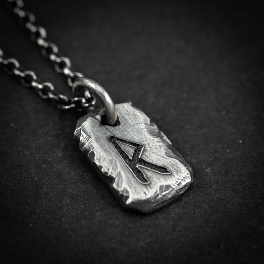 Silver Viking Rune Pendant Necklace for Men, Custom Nordic Jewelry, Personalized Norse Mythology Gift for Him