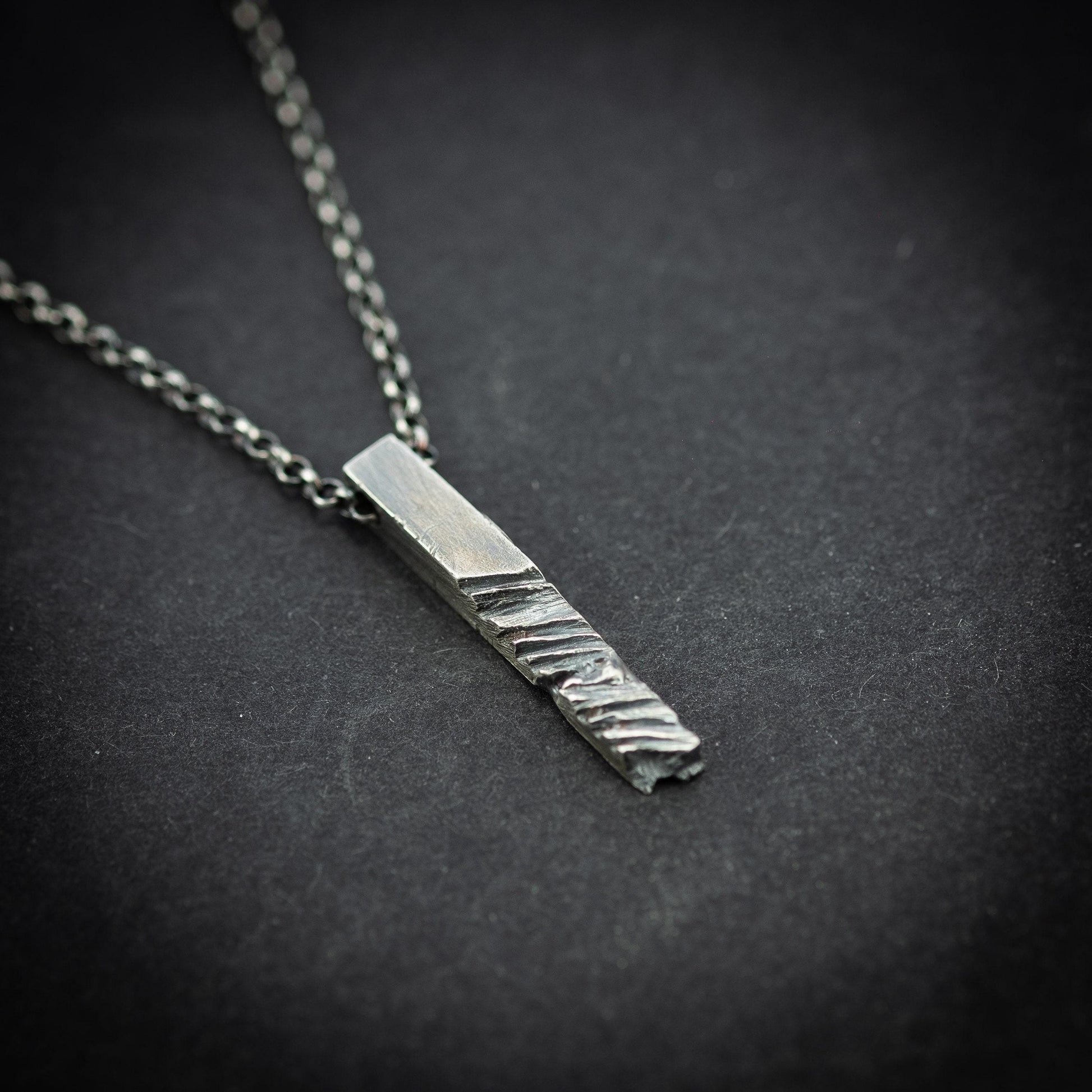 Mens Silver handmade Rustic Bar Necklace , oxidized jewelry for men, brutalist silver jewelrym, 25th anniversary gifts