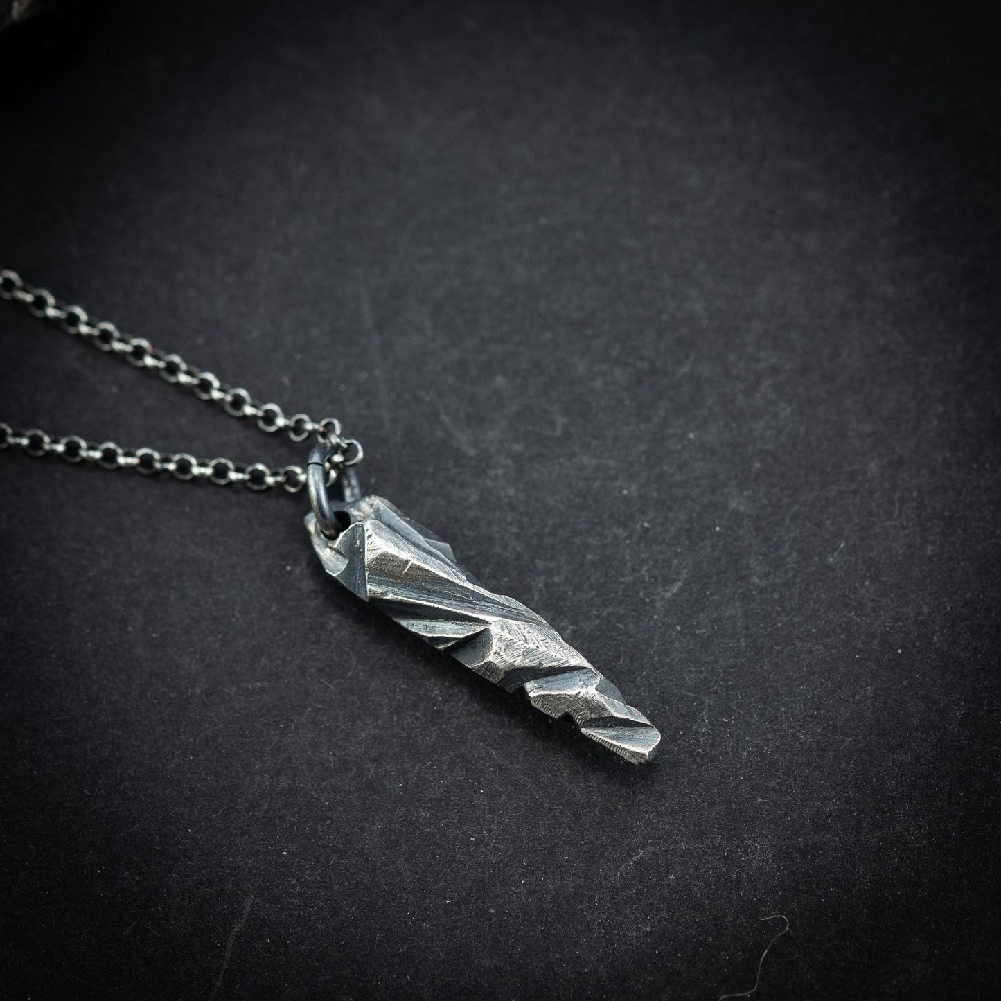 Silver Mens Pendant necklace, Brutalist Sterling Silver Oxidized Pendant, Mens gift, handmade rustic jewelry, boyfriend gift